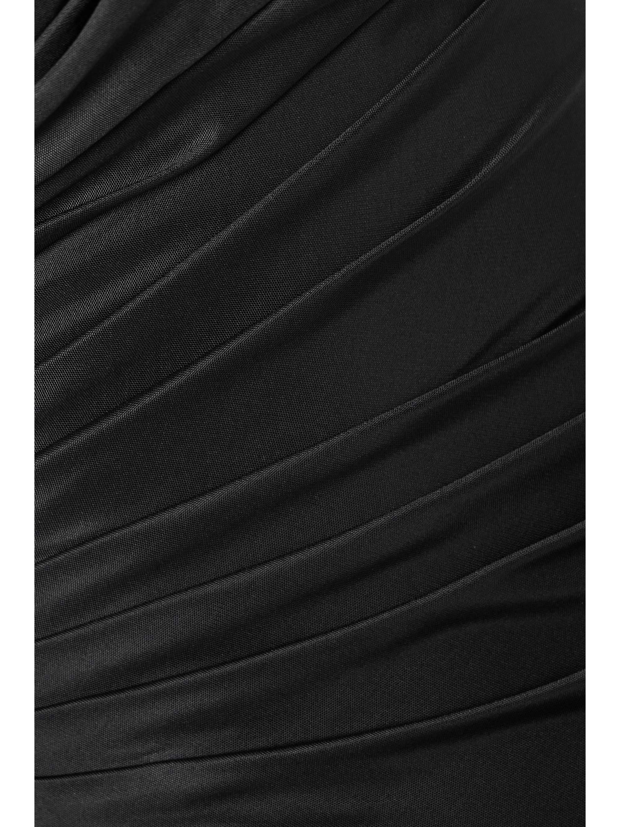 Asymmetric embellished draped jersey and crepe gown view