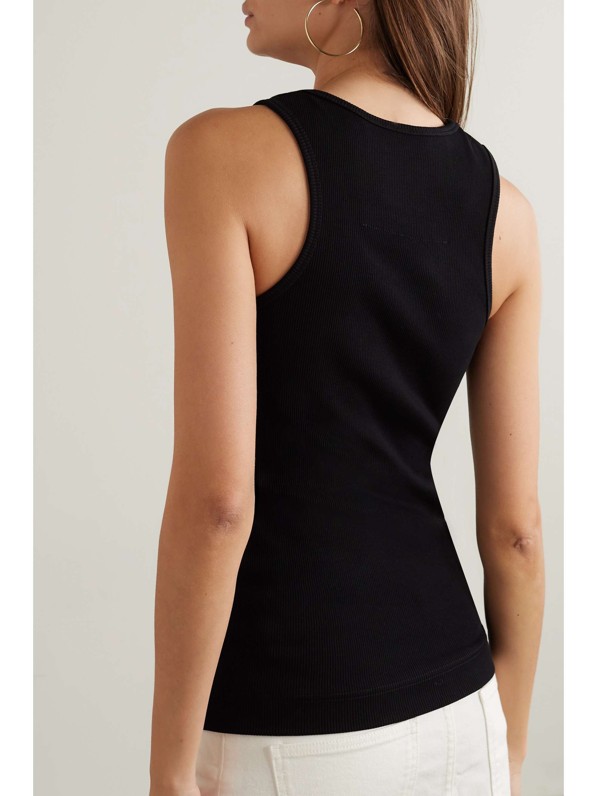 Embellished ribbed stretch-cotton tank view