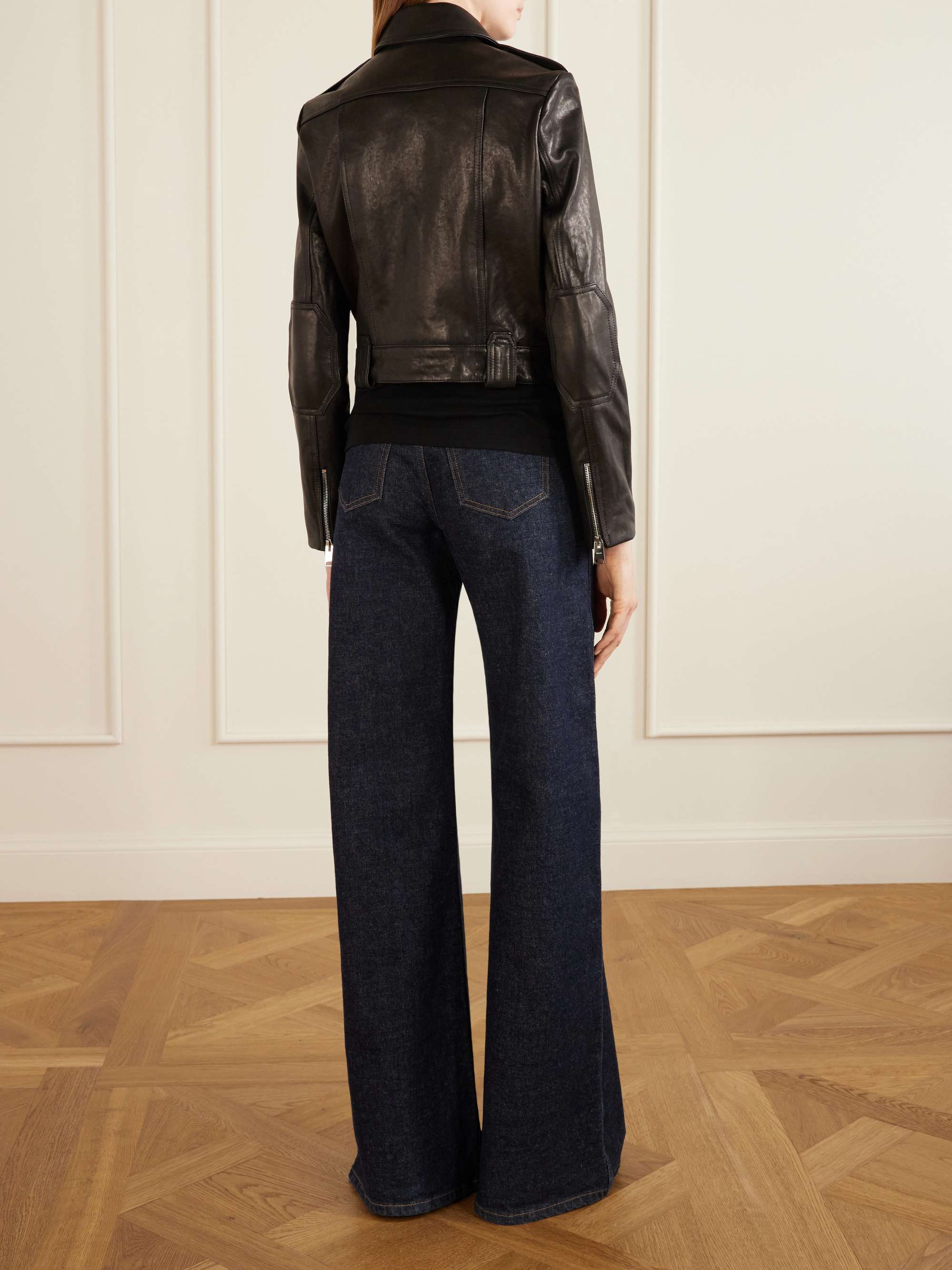 Cordelia cropped leather jacket view