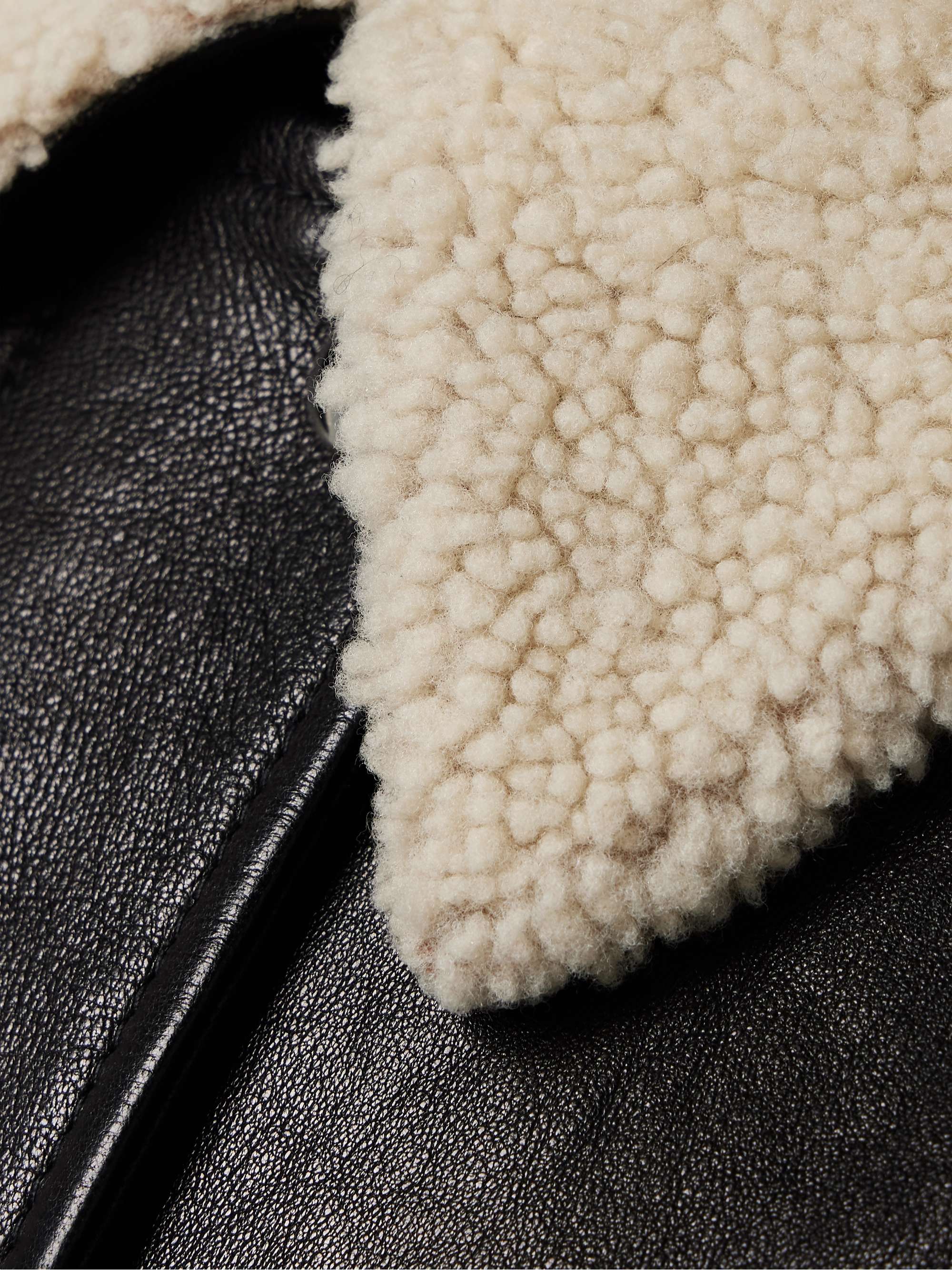 Shellar shearling-trimmed leather jacket view