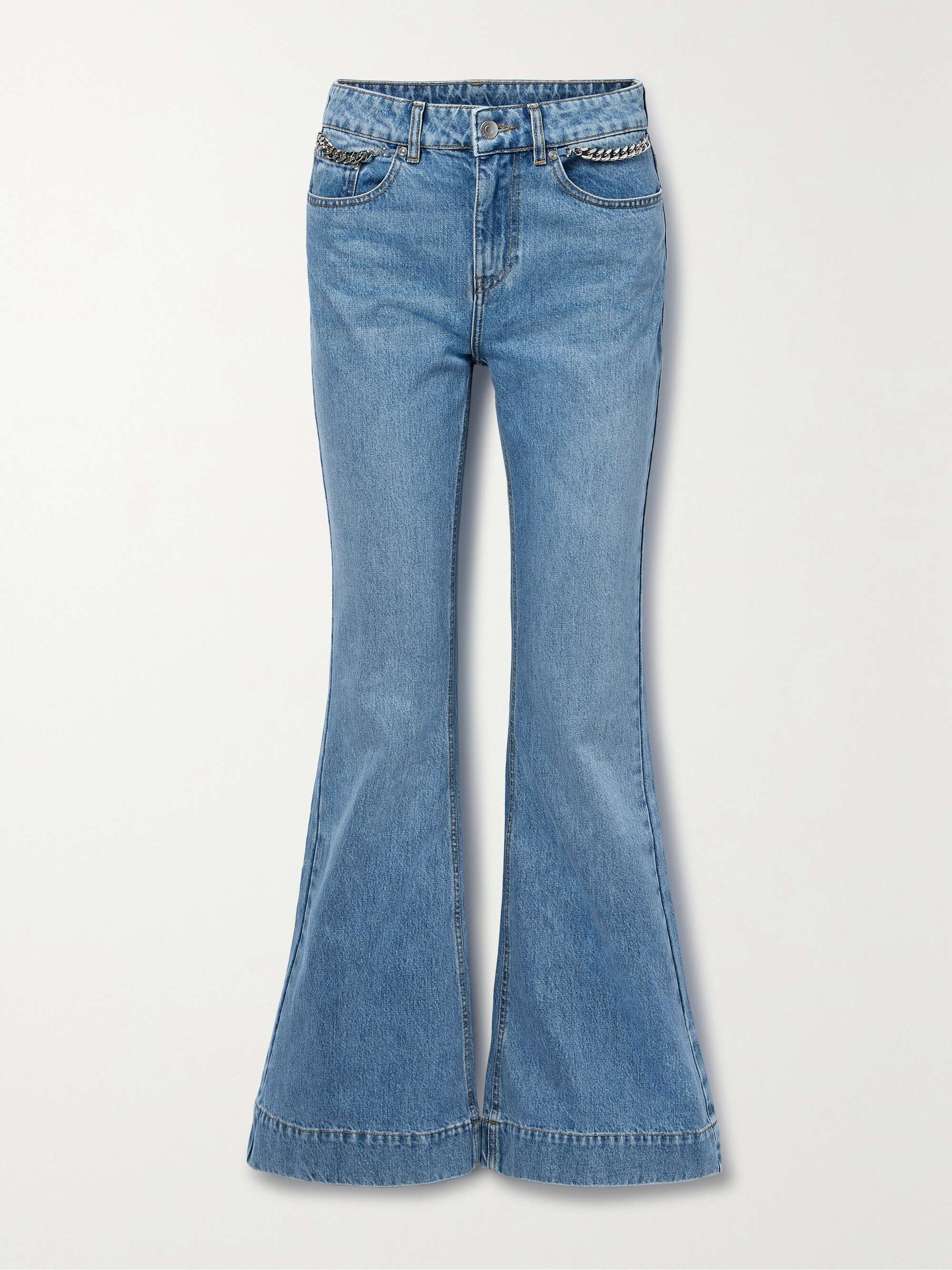 + NET SUSTAIN Iconic chain-embellished high-rise flared jeans view