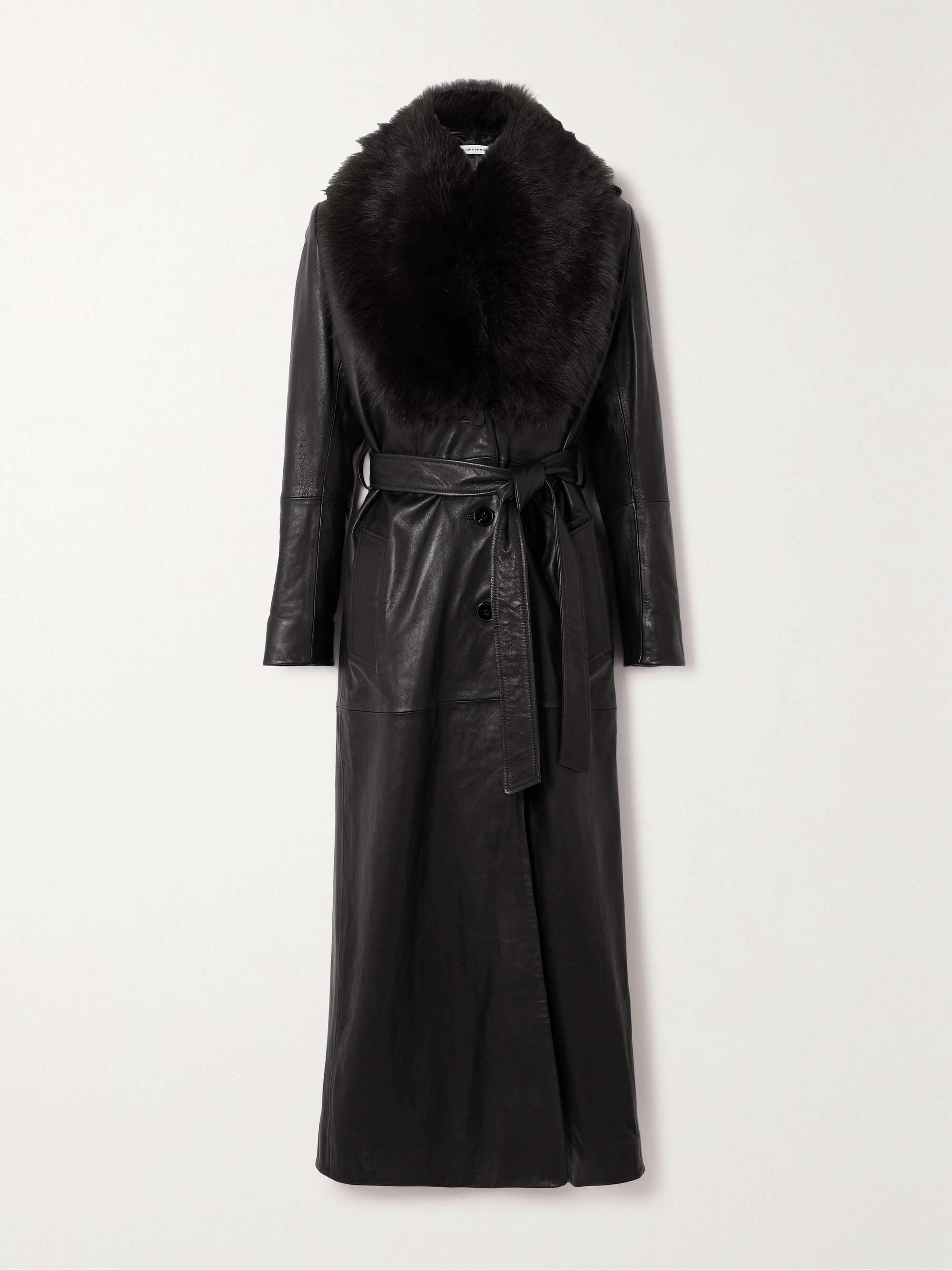 + NET SUSTAIN Dakota belted shearling-trimmed leather coat view