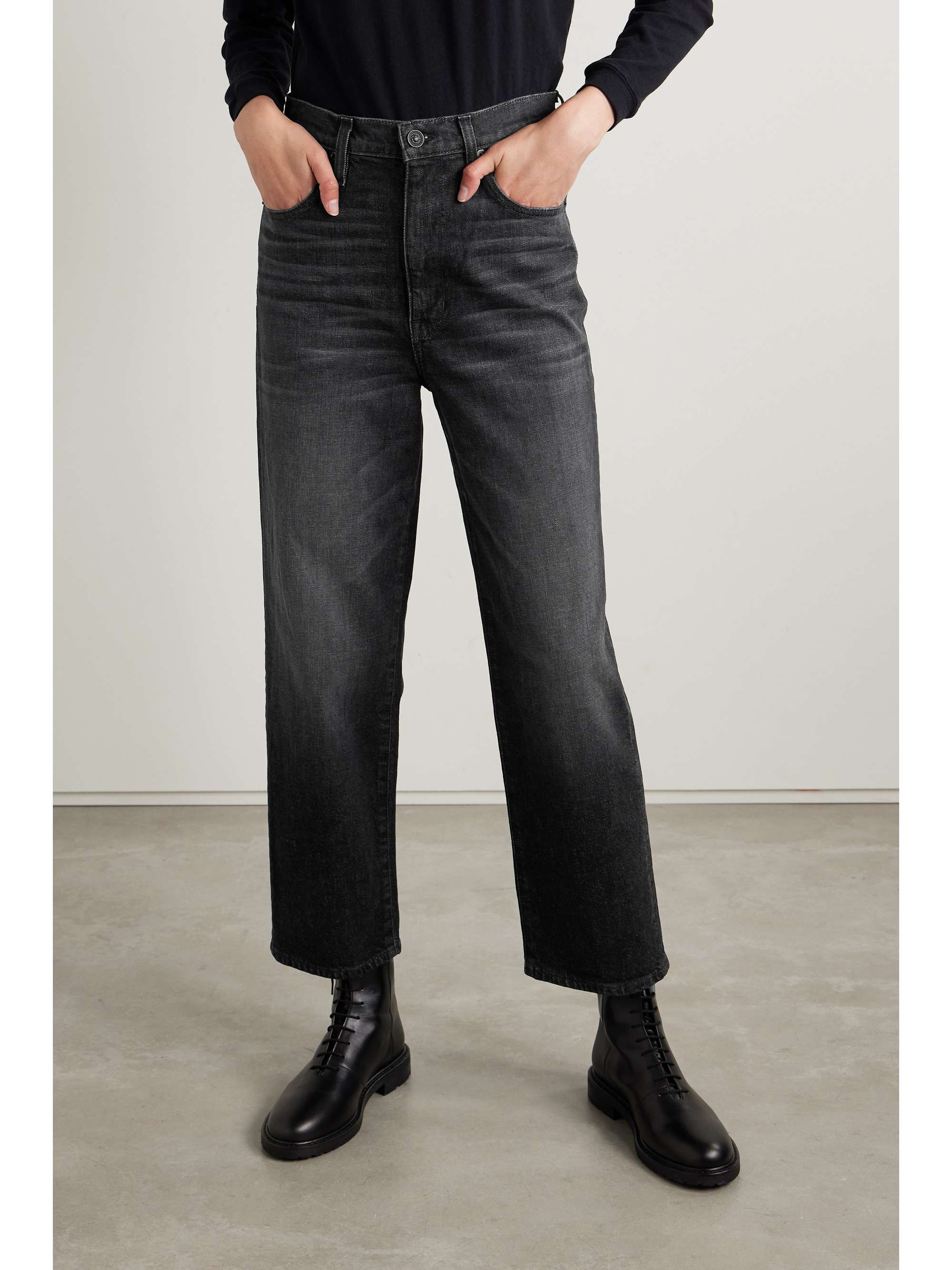 + NET SUSTAIN London cropped high-rise straight-leg organic jeans view