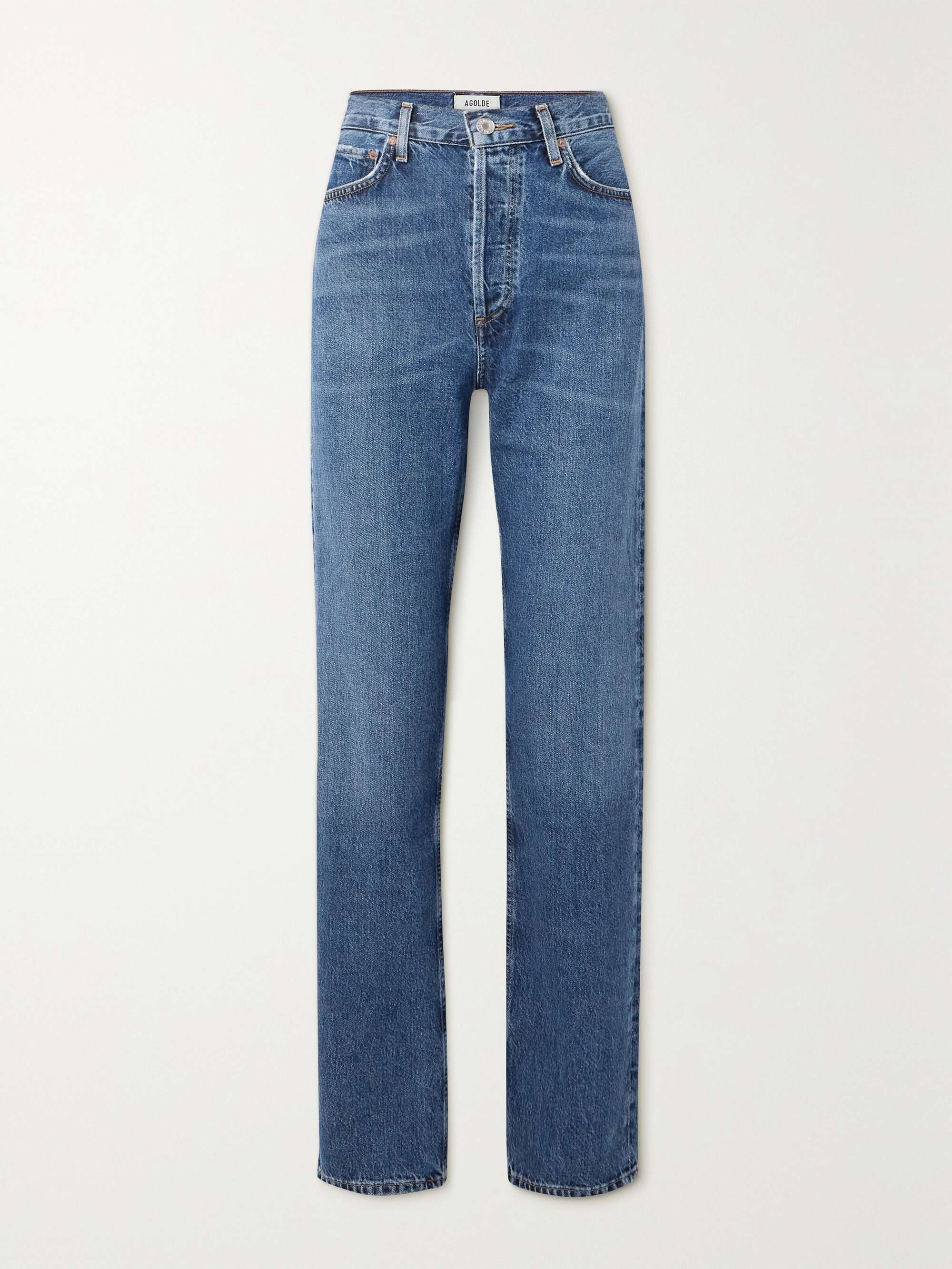 + NET SUSTAIN 90's Pinch Waist Long high-rise straight-leg organic jeans view