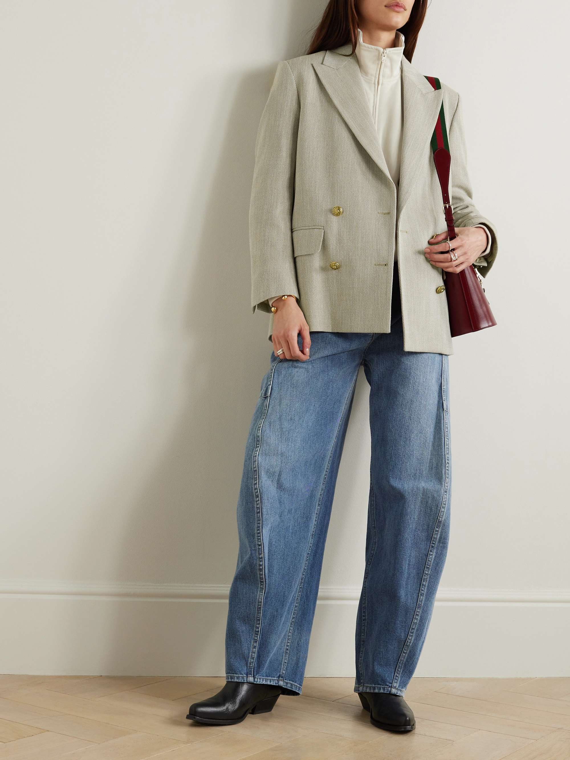 Journey double-breasted herringbone cotton blazer view