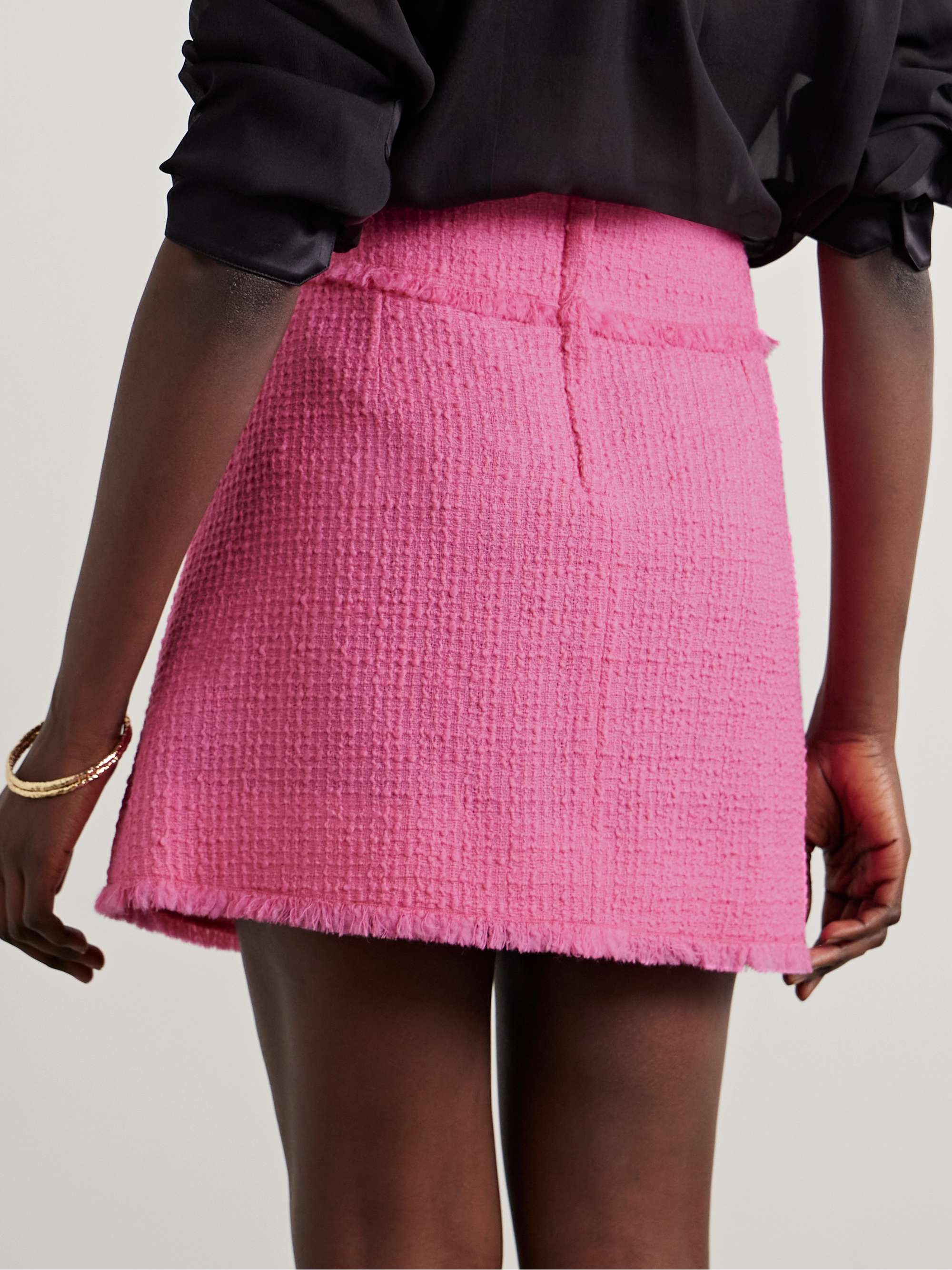 Frayed wool-blend tweed mini skirt view