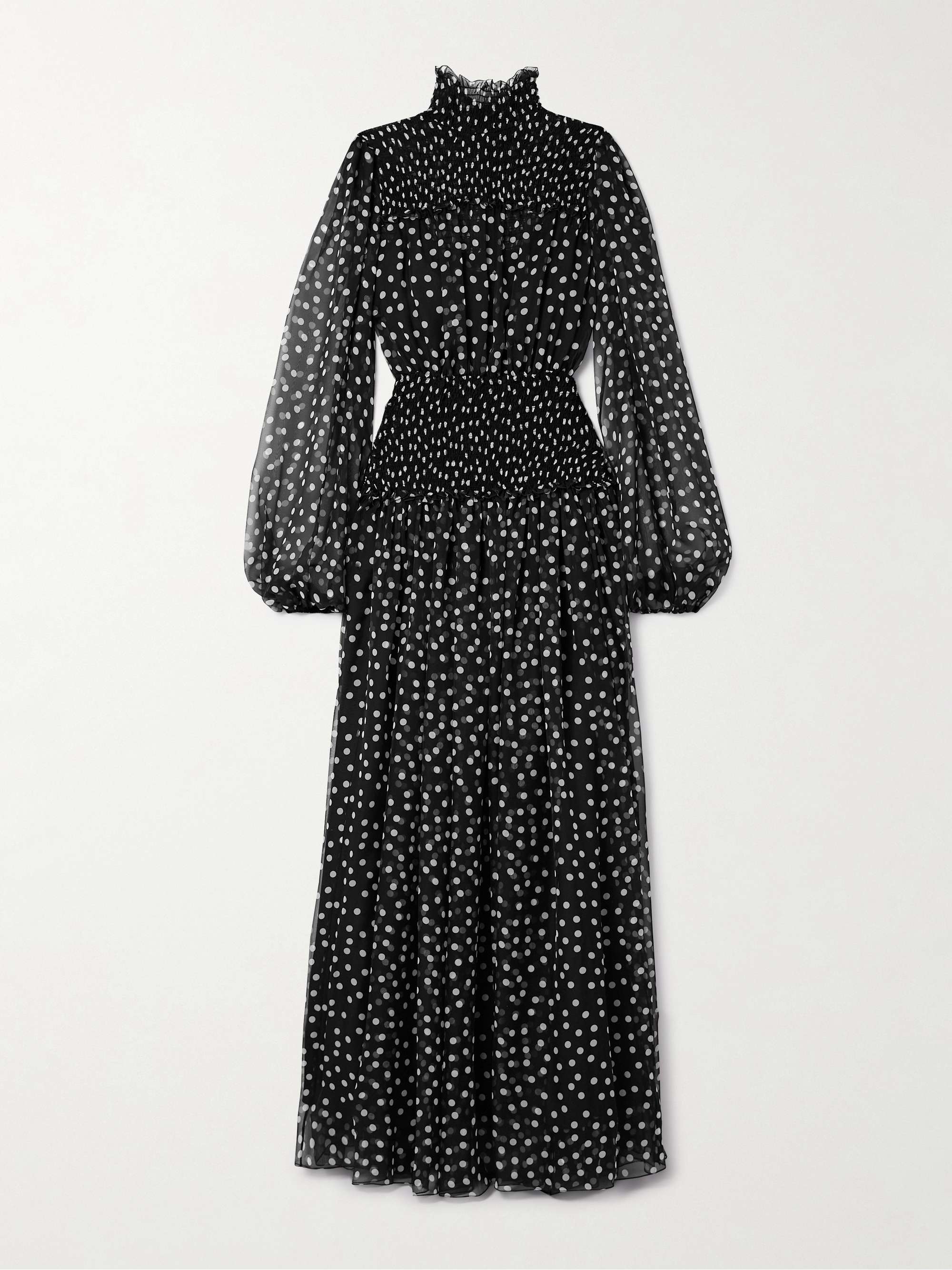 Printed shirred silk-georgette maxi dress view