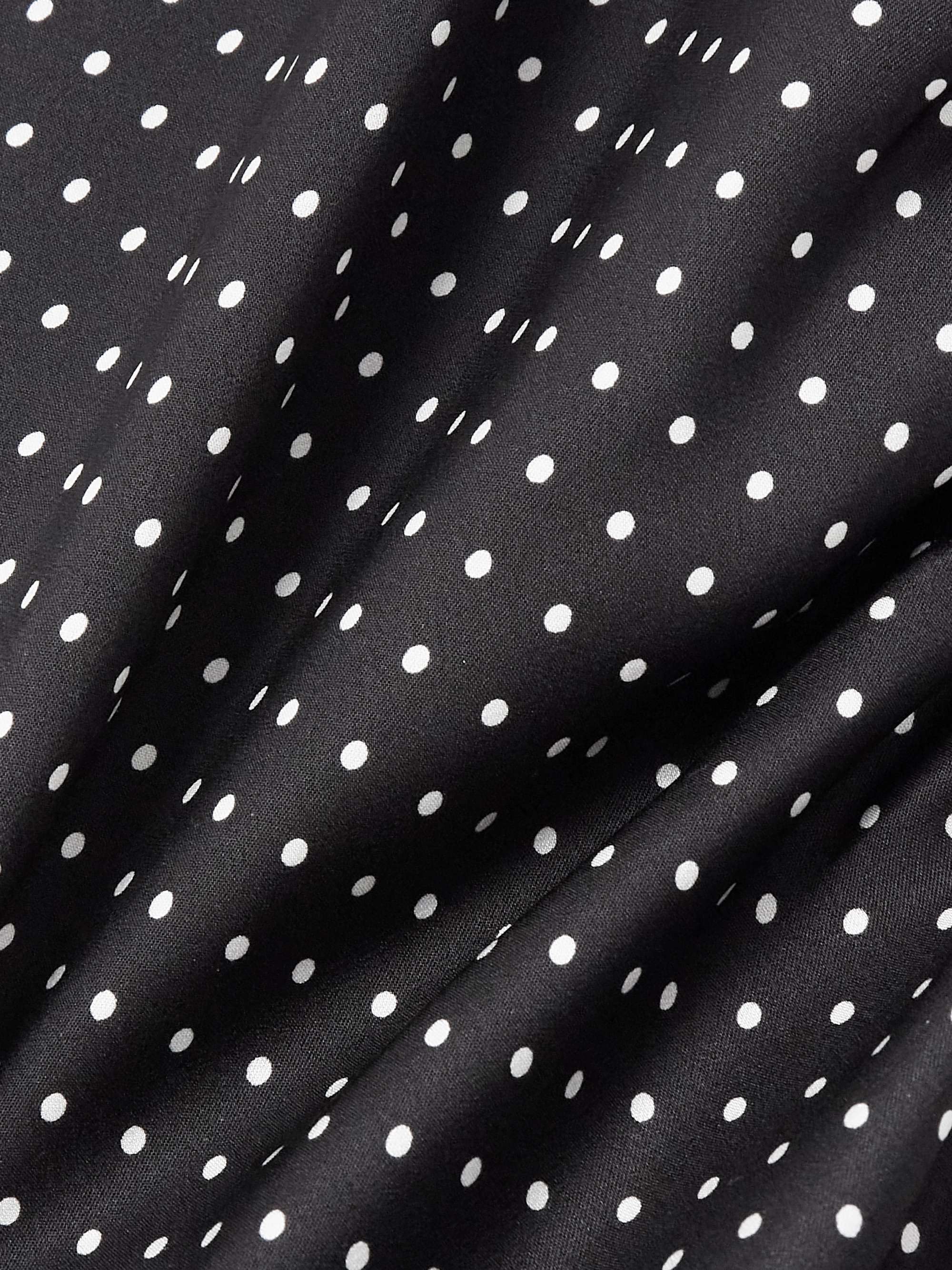 Gathered polka-dot silk-blend midi dress view