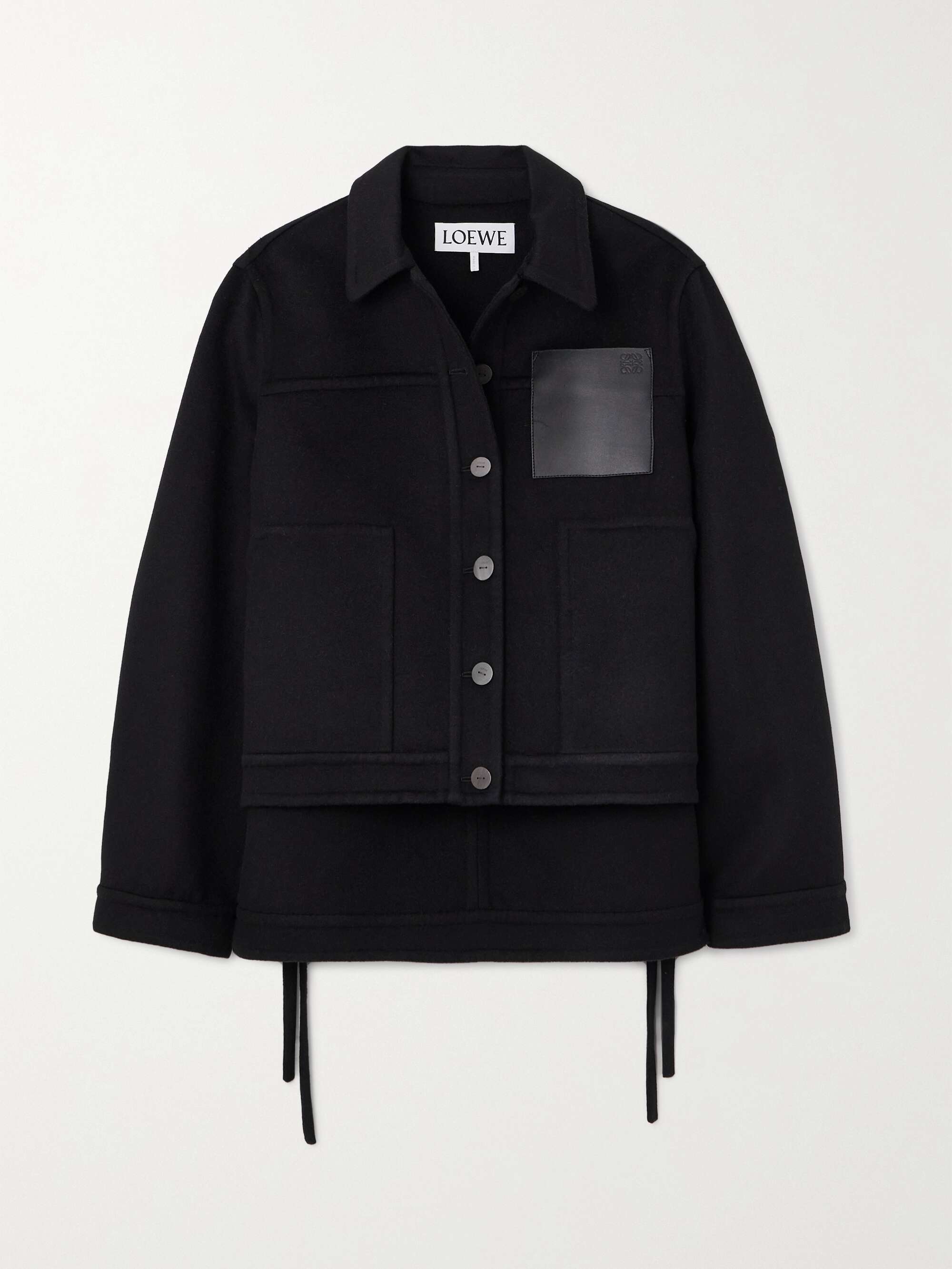 Anagram leather-trimmed wool and cashmere-blend jacket view