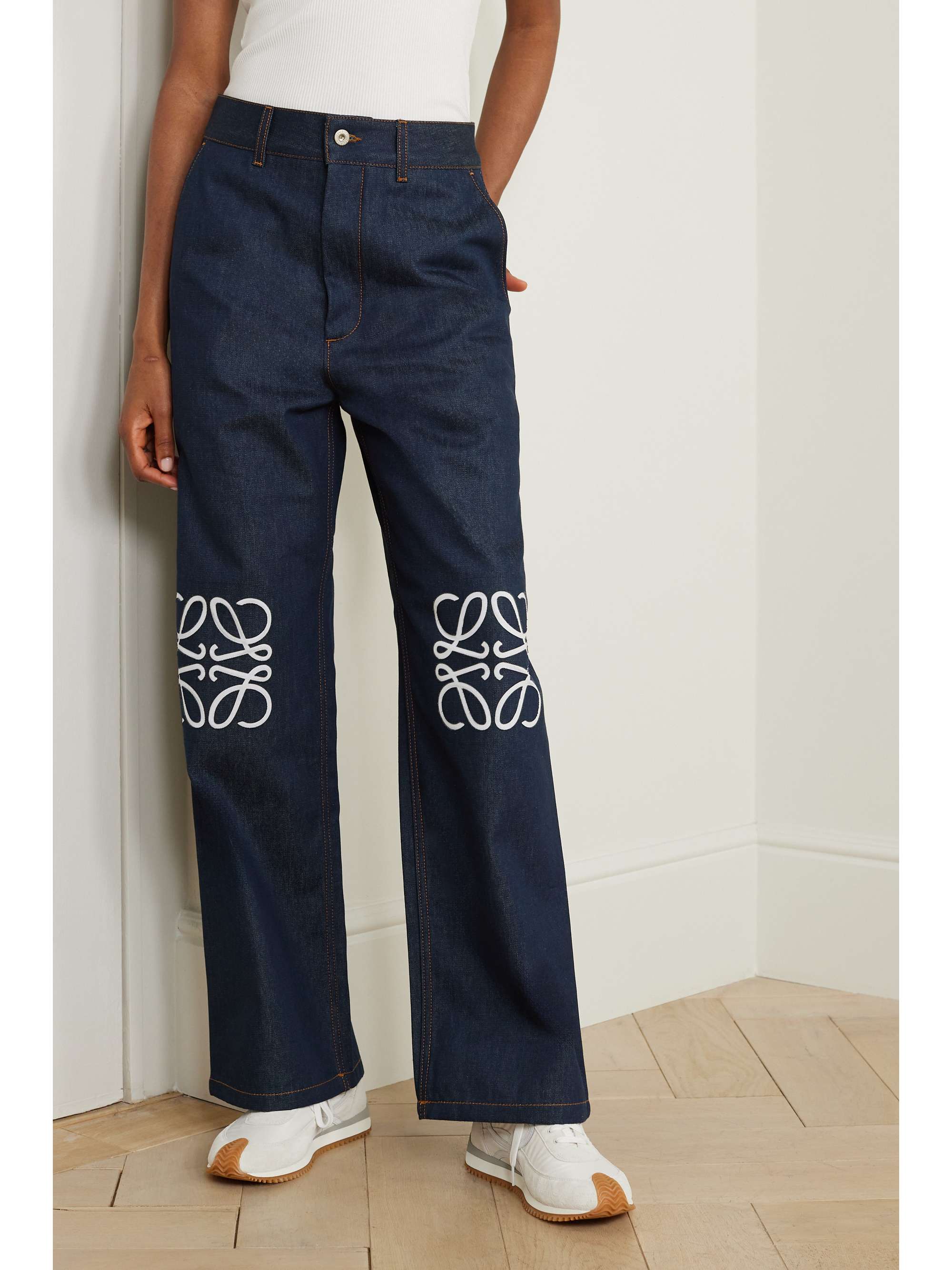 Anagram cutout high-rise straight-leg jeans view