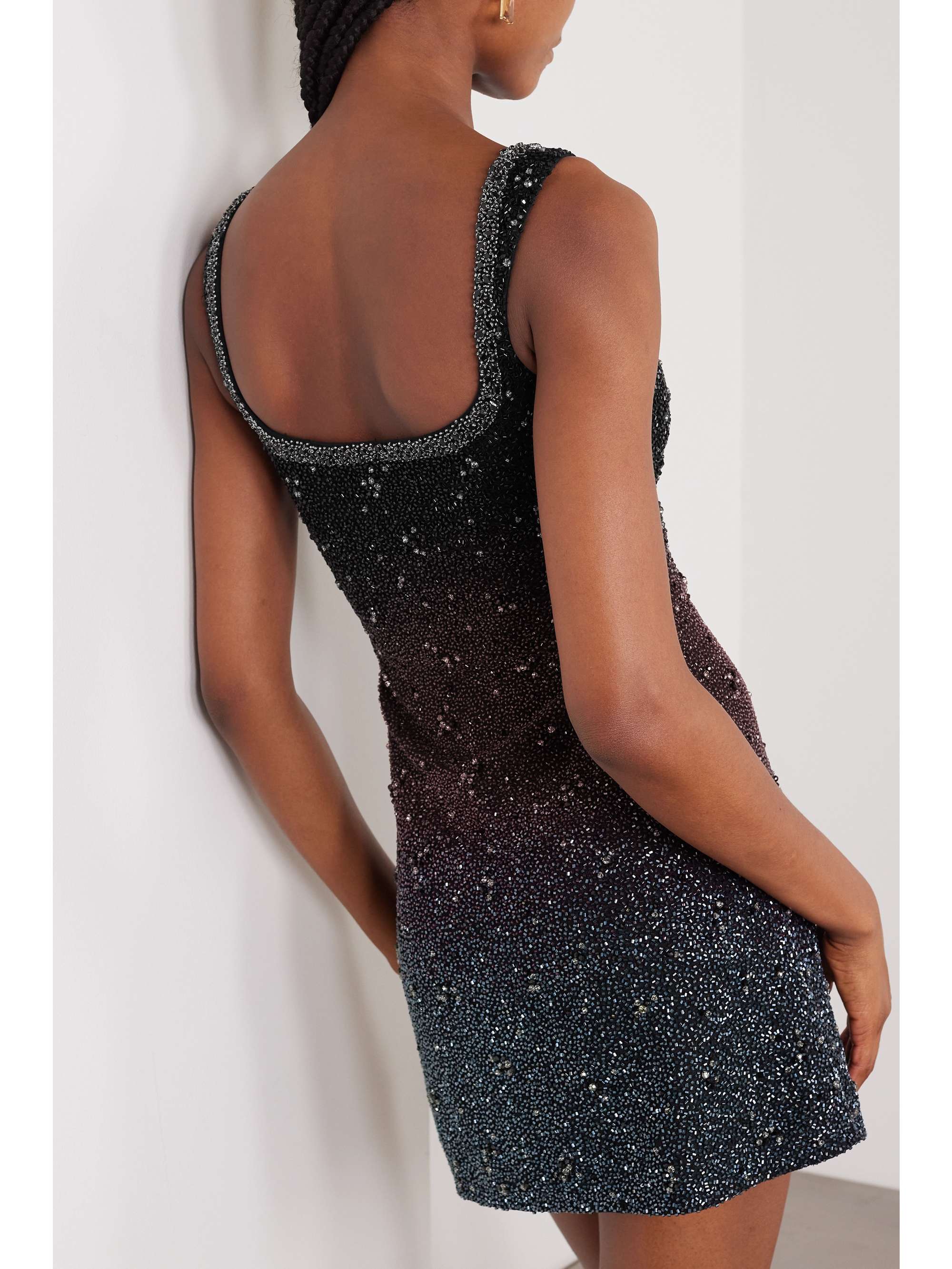 Galaxy embellished stretch-mesh mini dress view