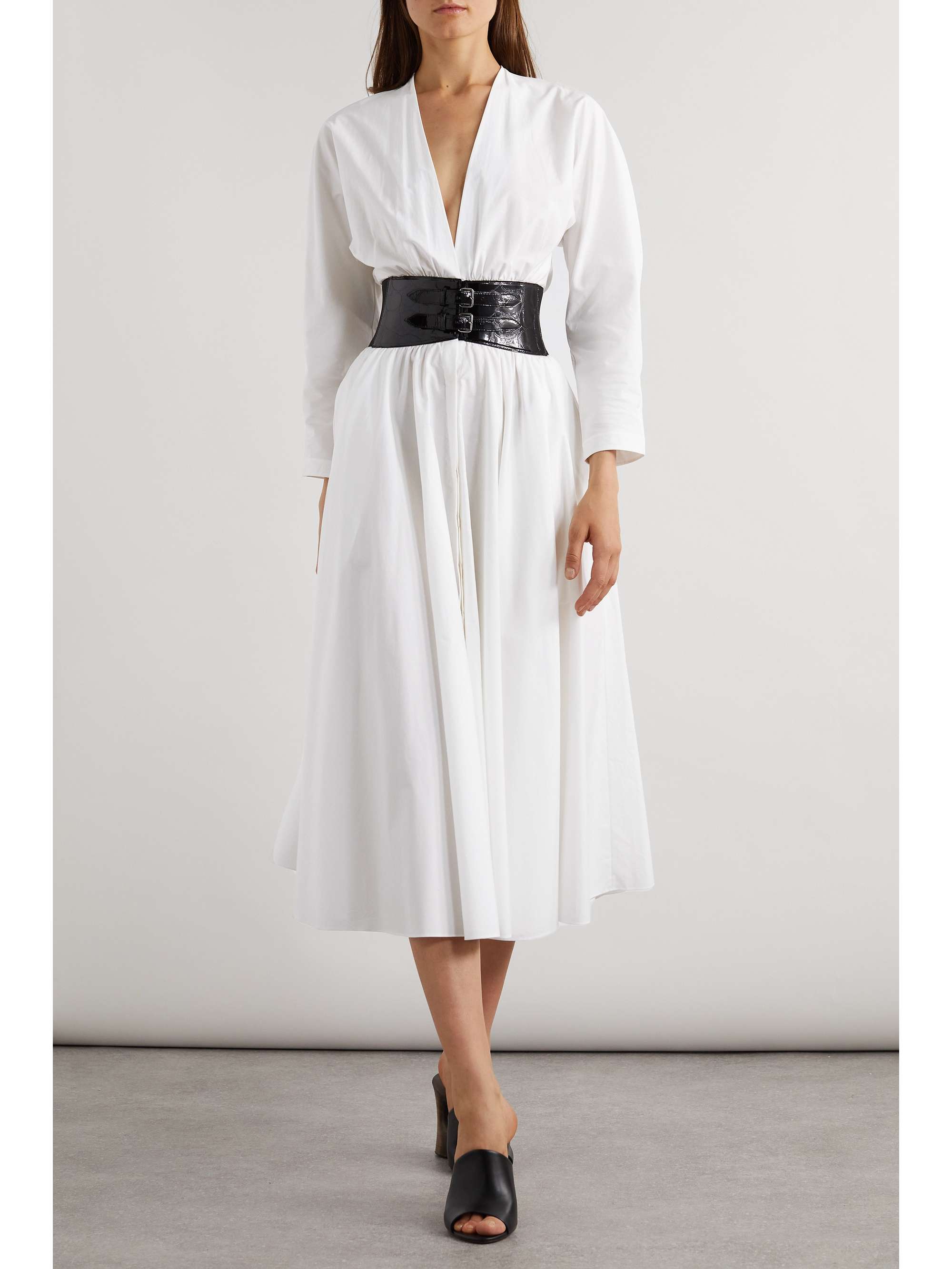 Archetypes belted gathered cotton-poplin midi dress view