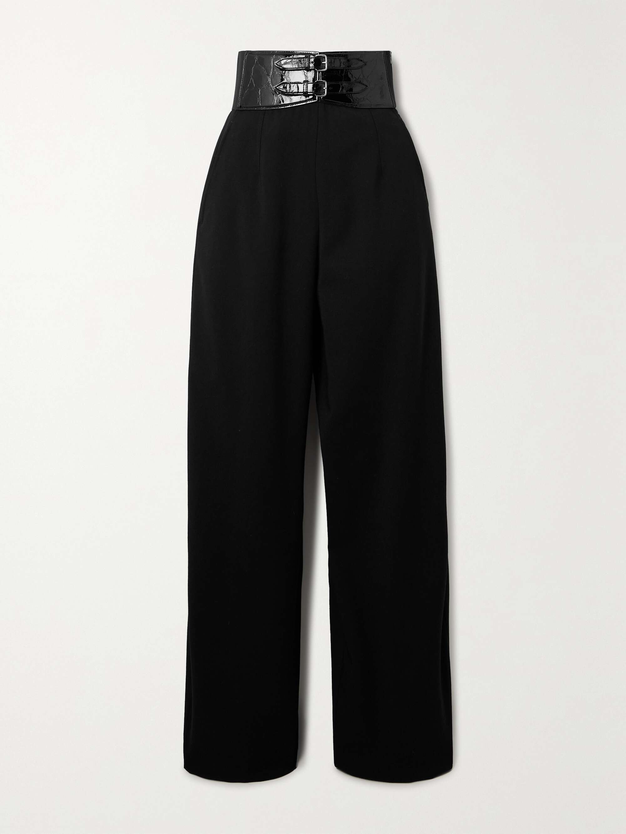 Archetypes belted wool-blend gabardine wide-leg pants view