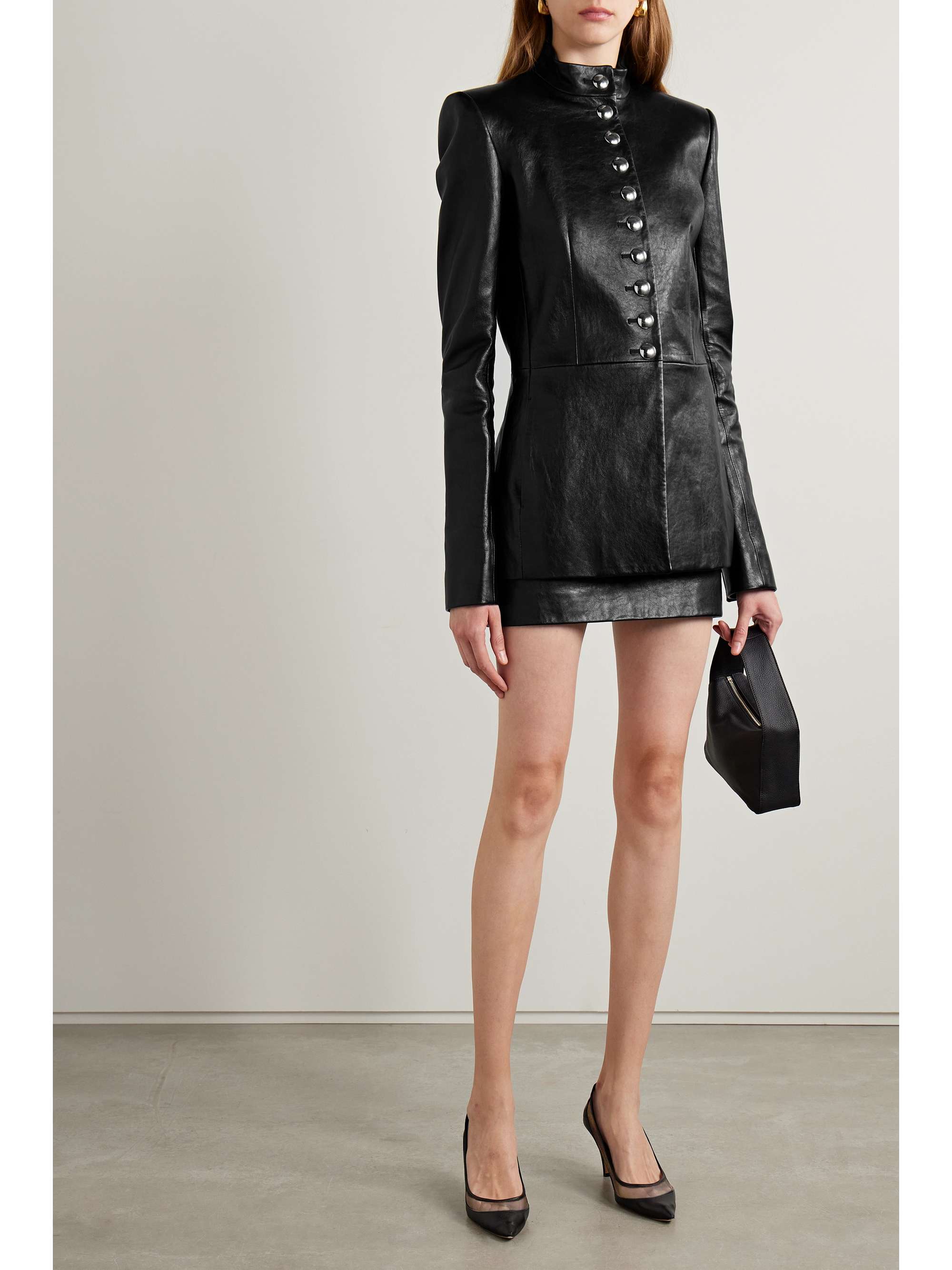 Samuel paneled leather jacket view