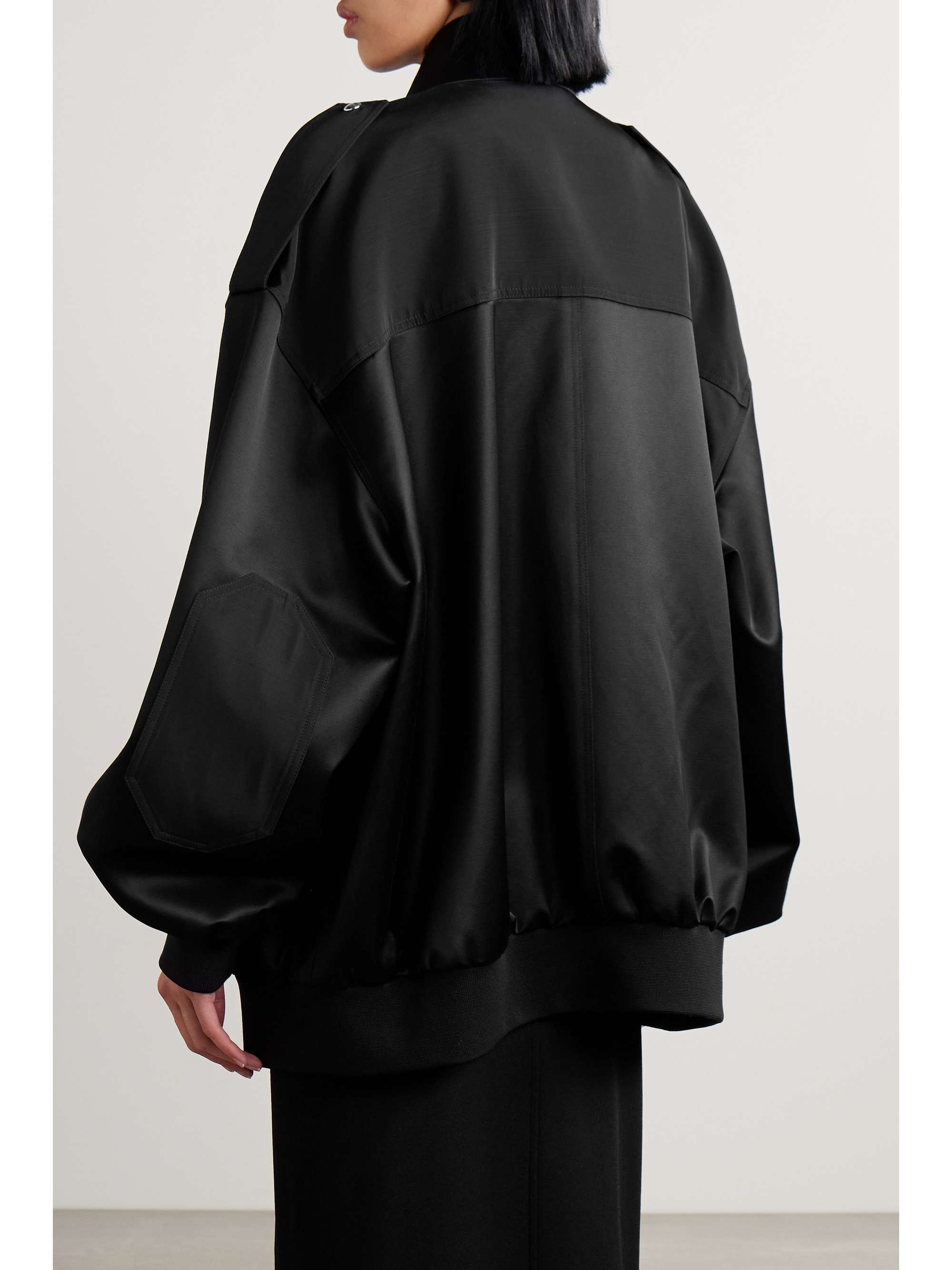Farris oversized satin-paneled cotton-blend mikado bomber jacket view