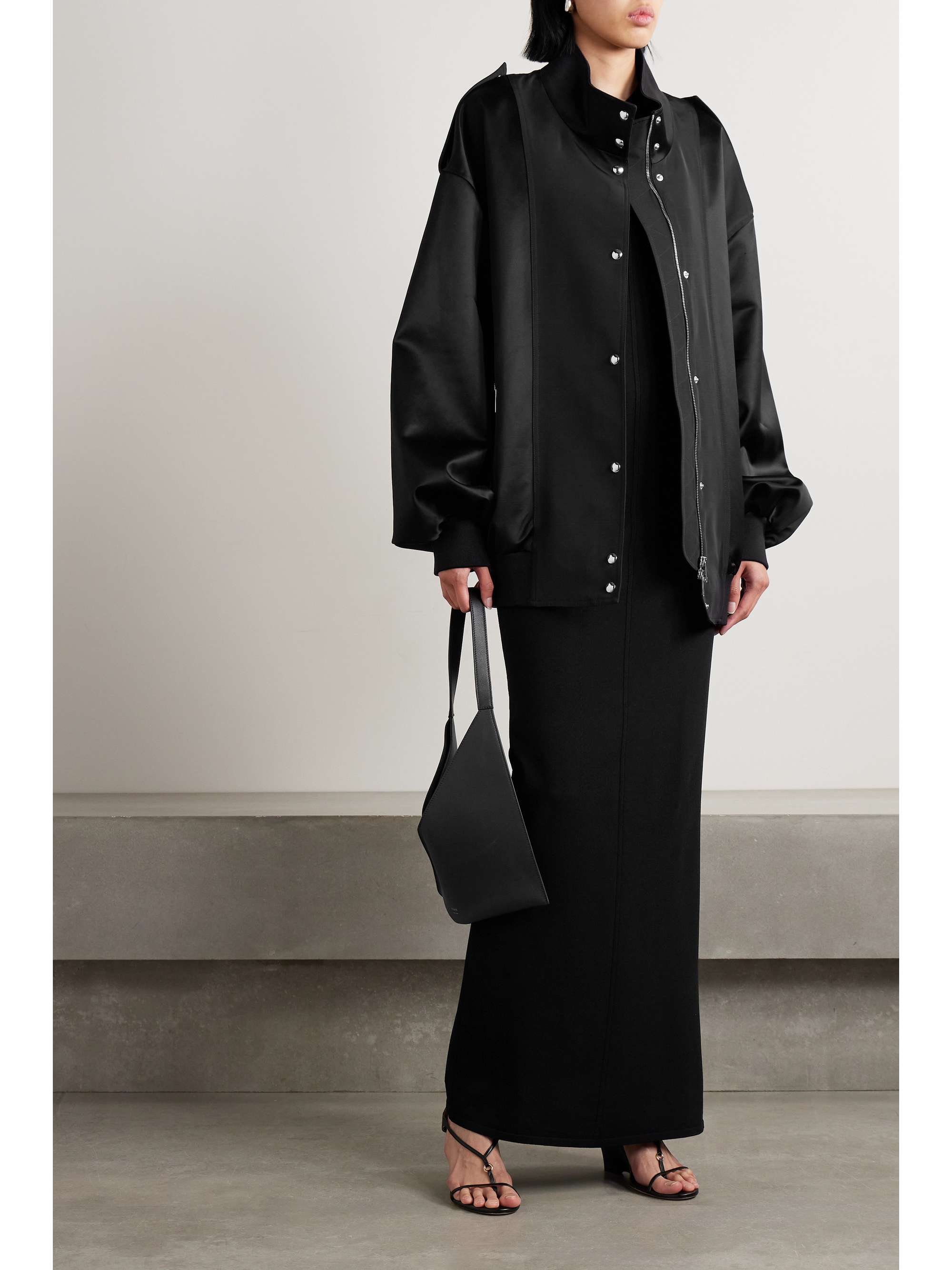 Farris oversized satin-paneled cotton-blend mikado bomber jacket view