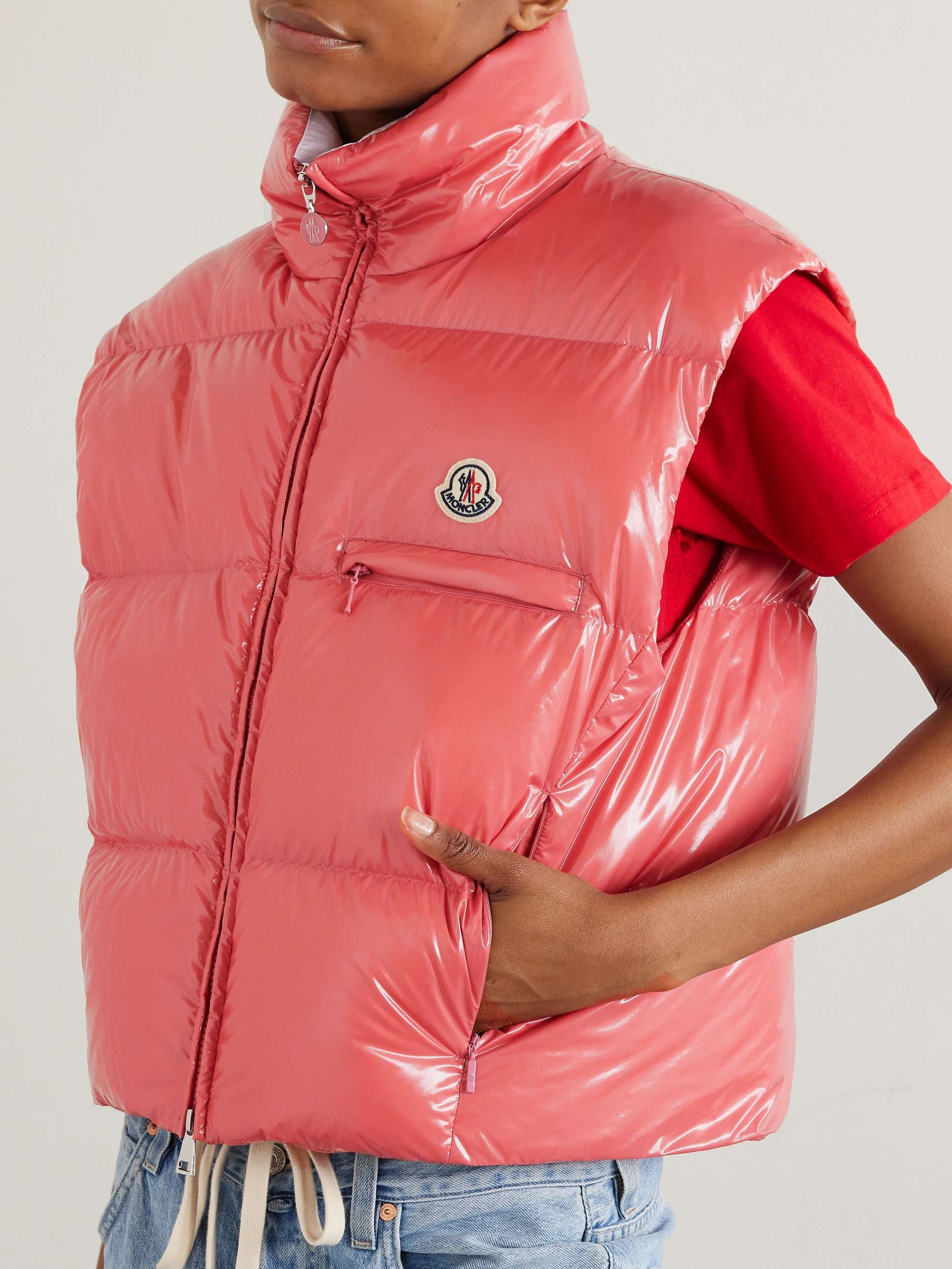 Almo convertible appliquéd quilted glossed-shell down jacket view