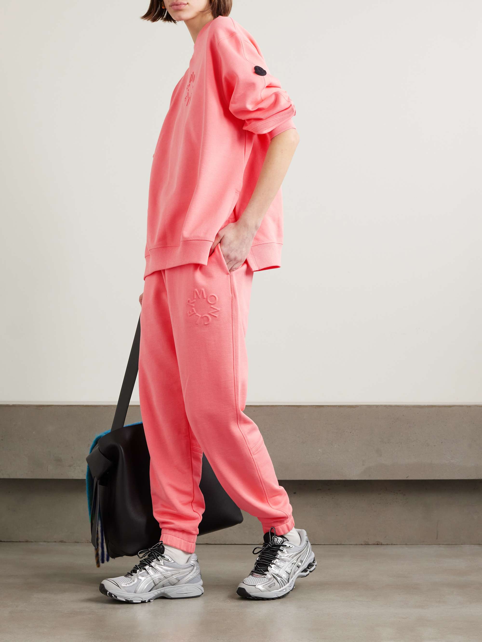Embossed cotton-jersey tapered track pants view