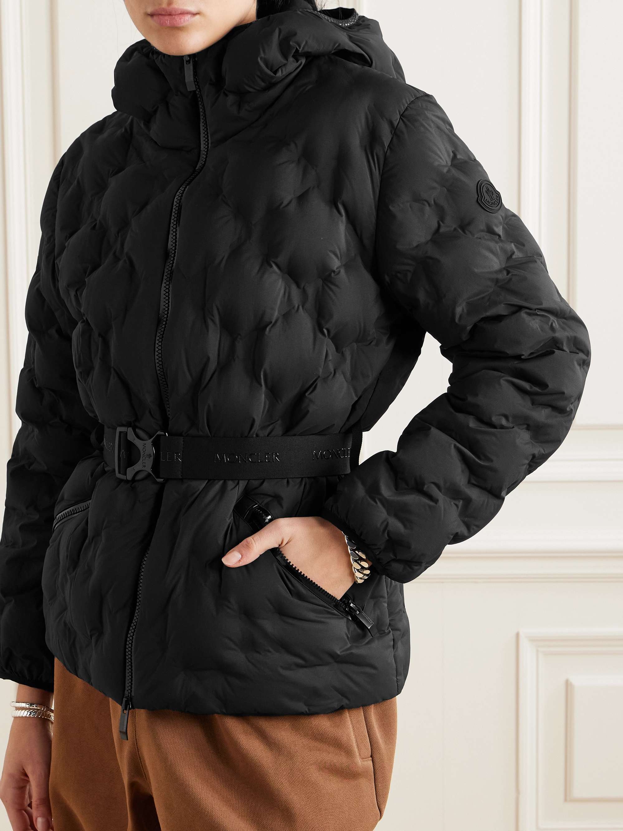 Adonis belted hooded quilted ripstop down jacket view