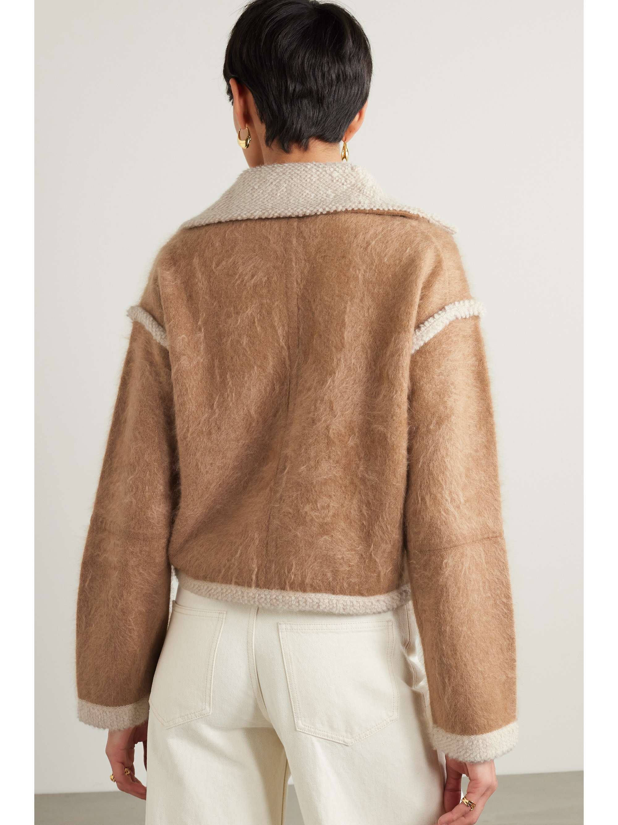 Grizzly bouclé-trimmed cashmere jacket view