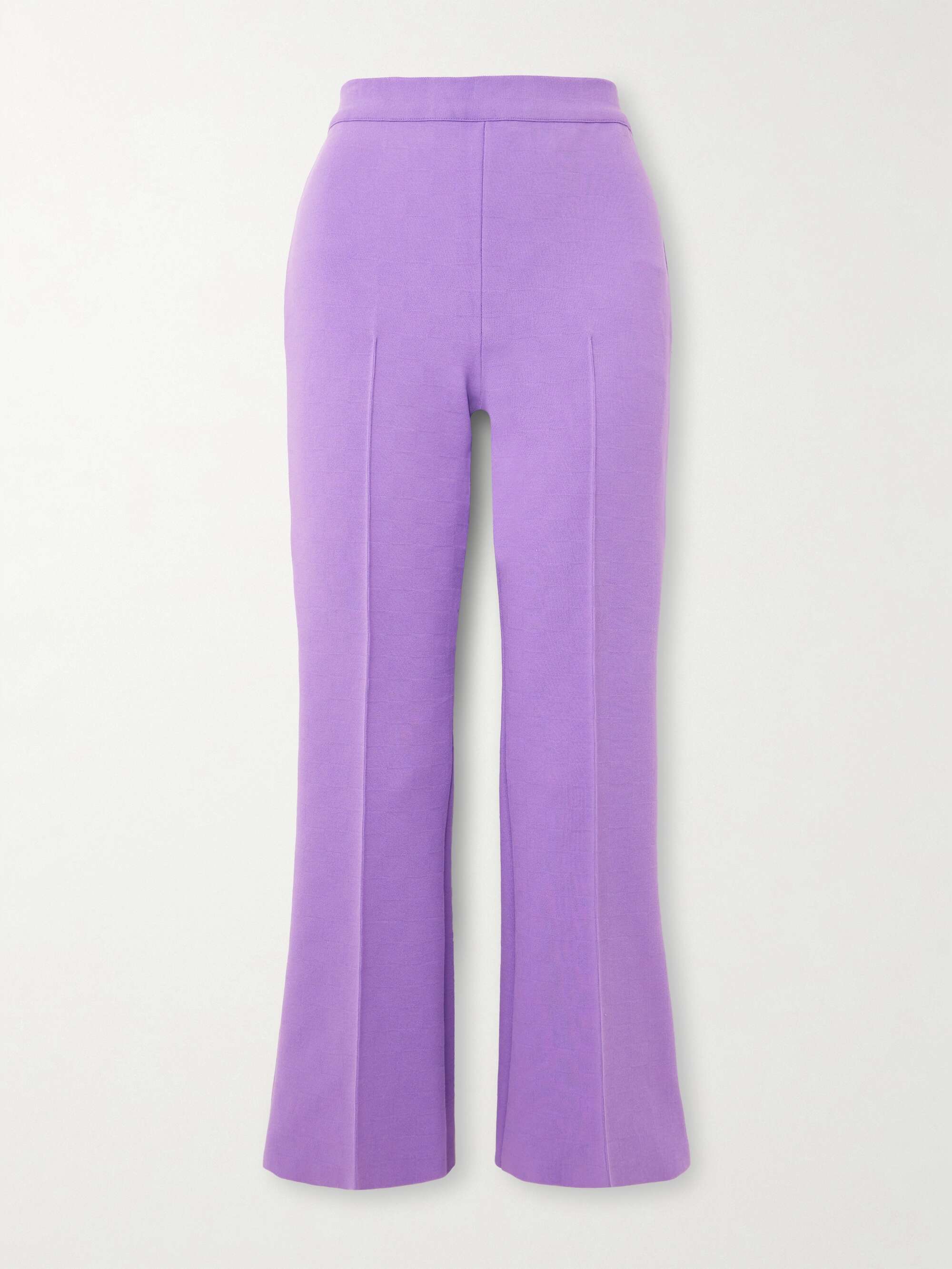 Kick cropped checked stretch-cotton flared pants view