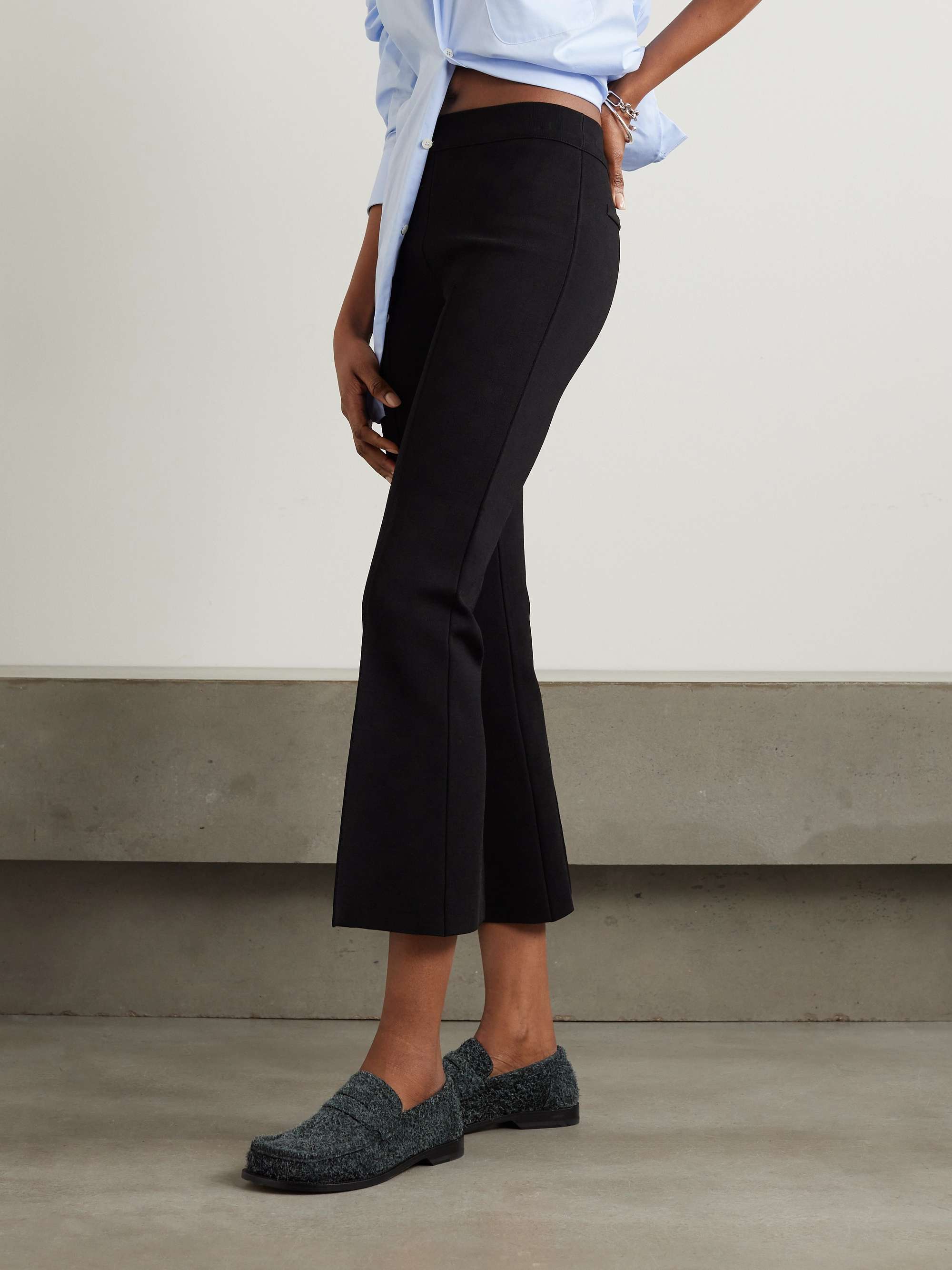 NSFW Crop Kick checked stretch-knit flared pants view