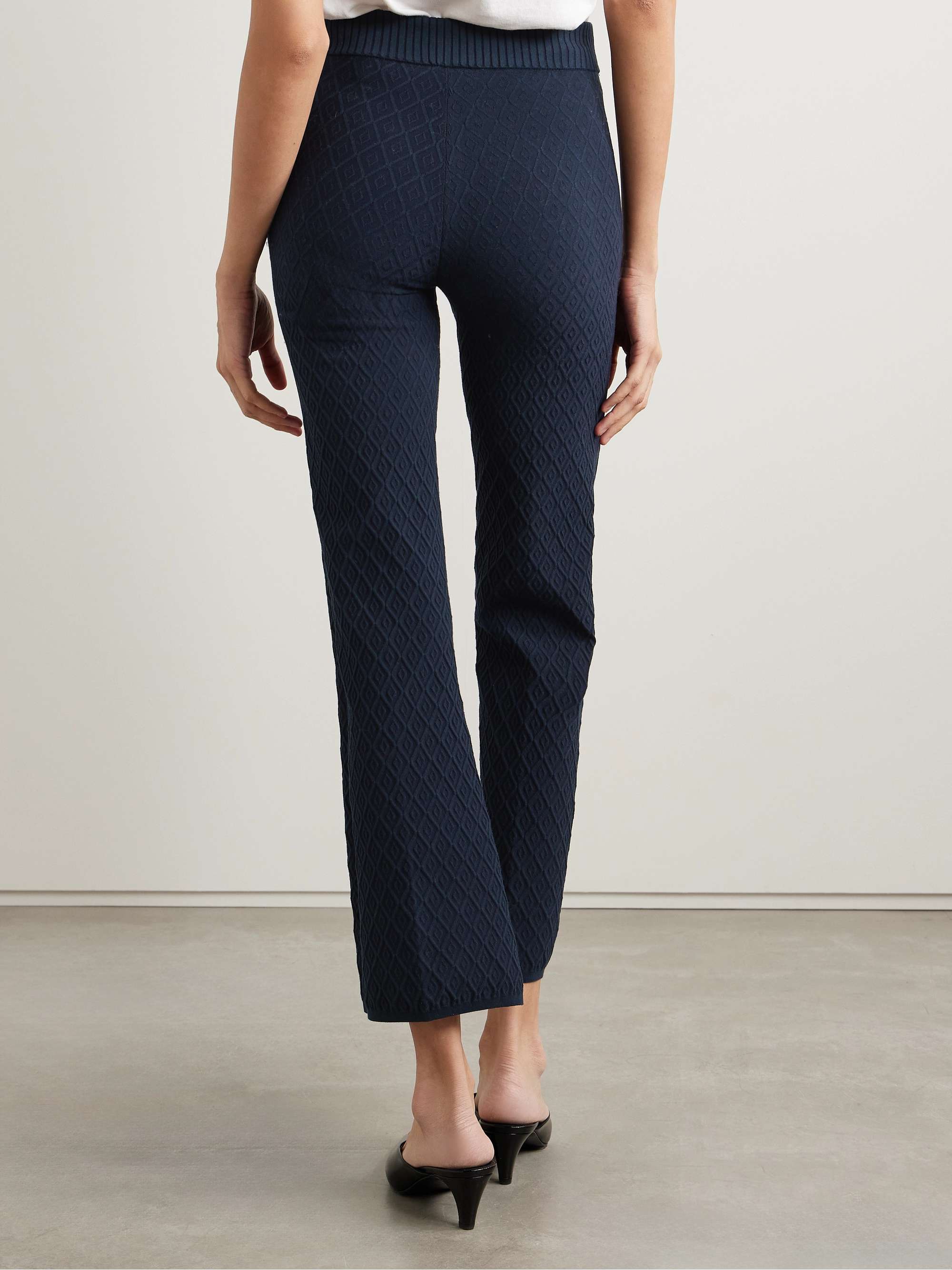 Stretch-cotton jacquard high-rise flared pants view