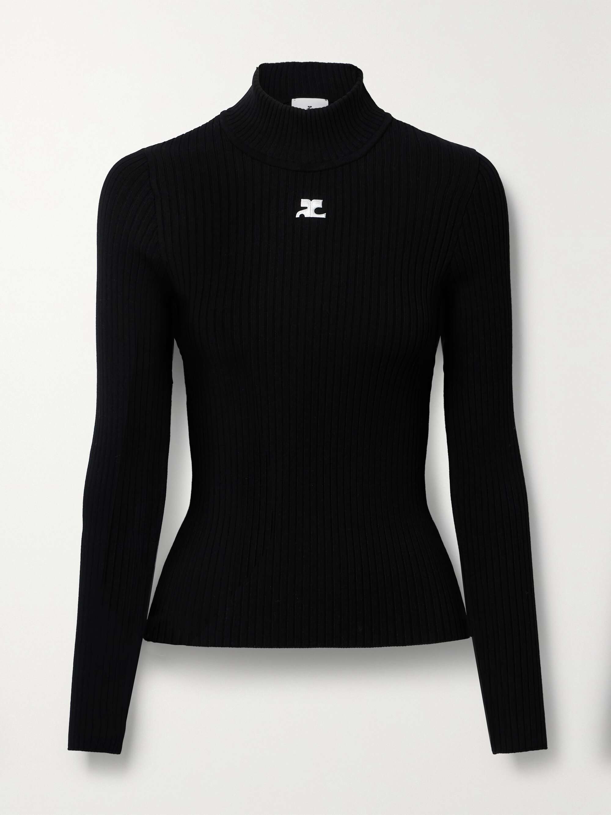 Reedition embroidered ribbed-knit turtleneck sweater view