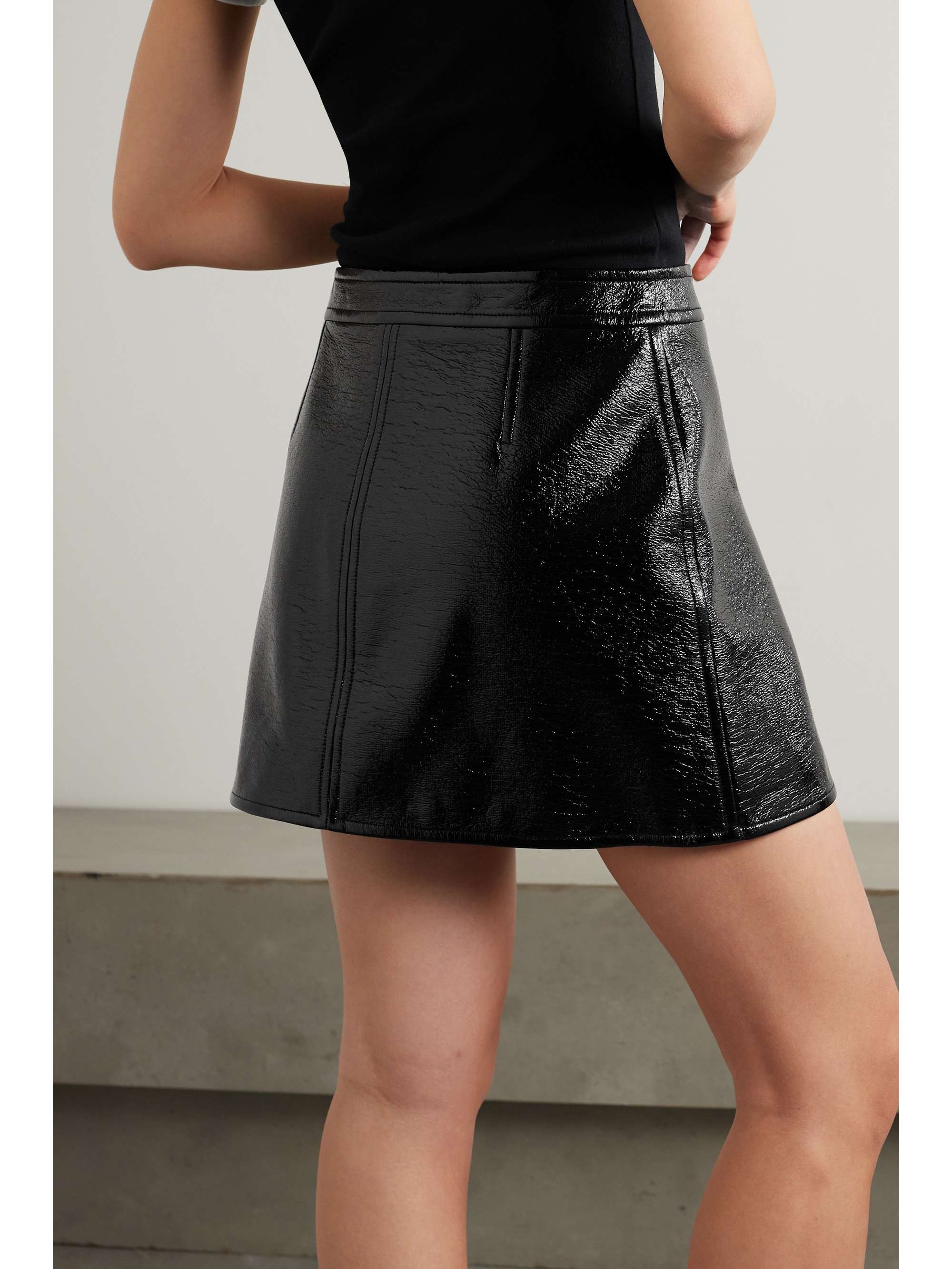 Reedition appliquéd coated cotton-blend mini skirt view
