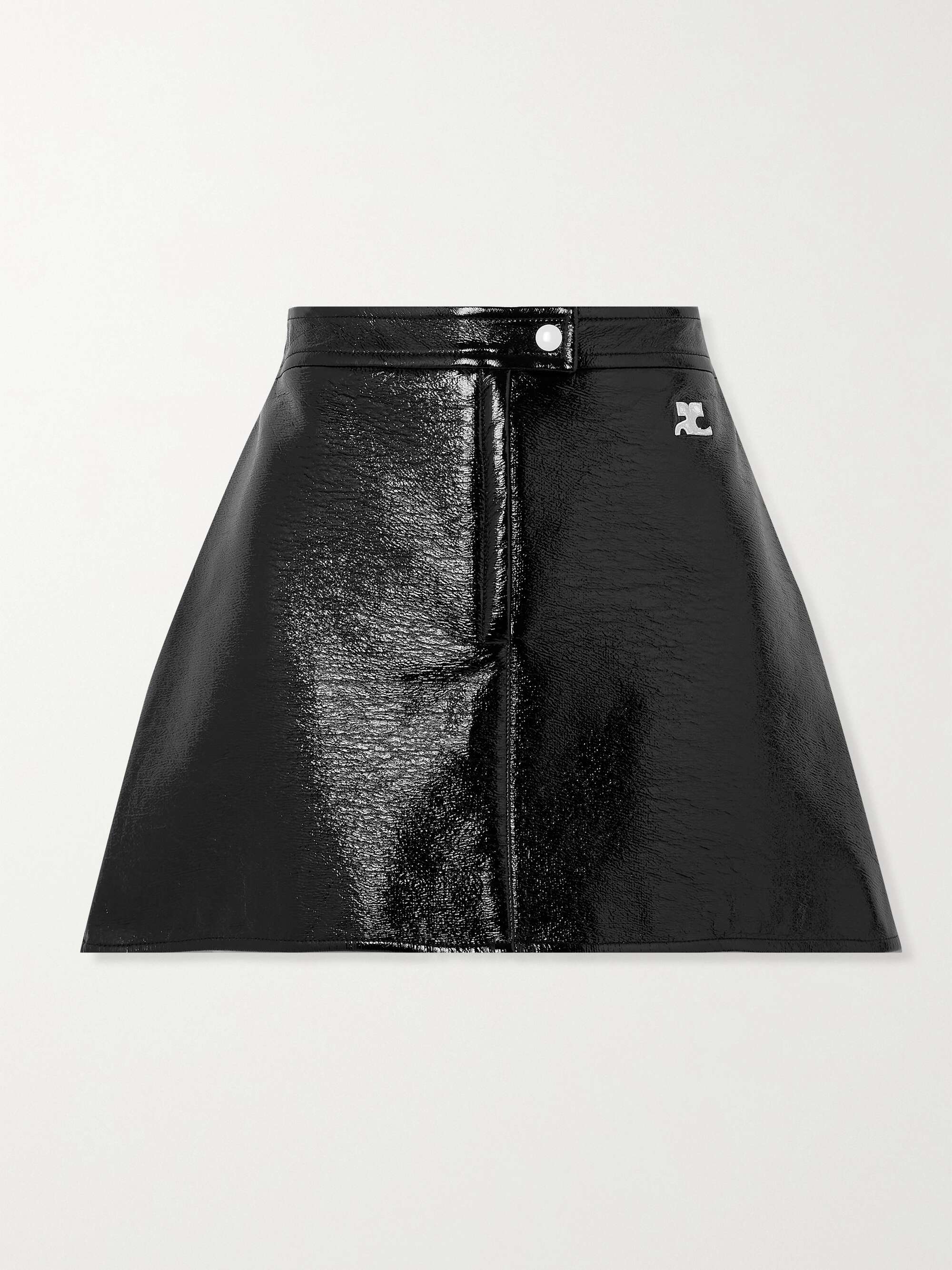Reedition appliquéd coated cotton-blend mini skirt view