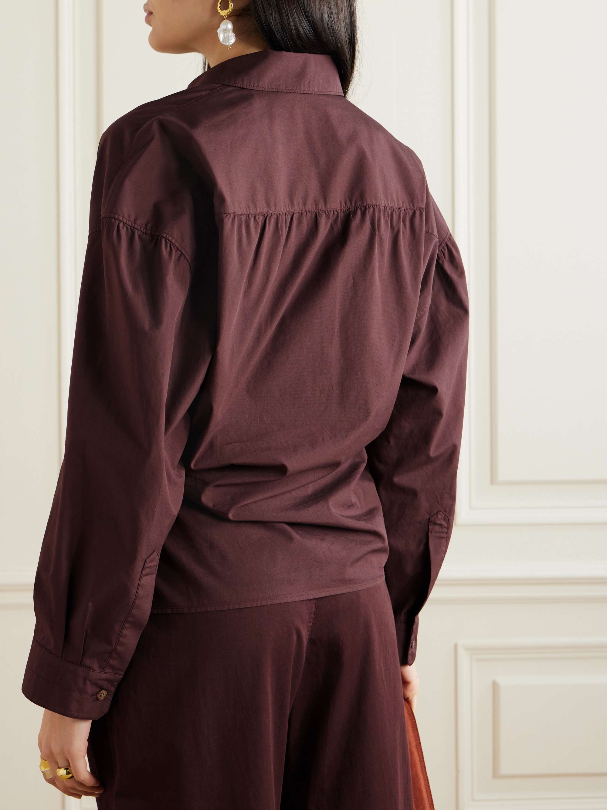 Twist-front cotton-poplin wrap shirt view