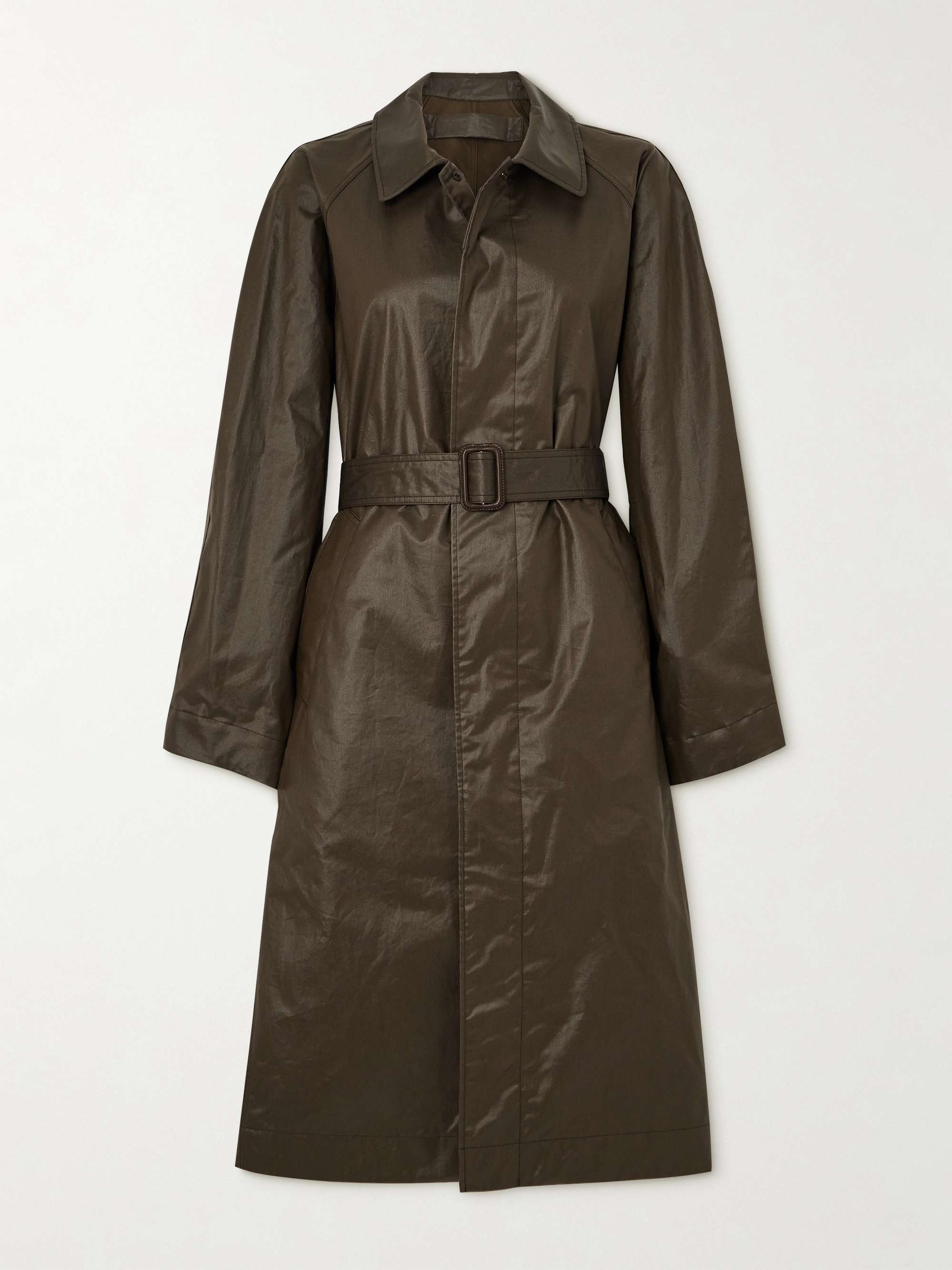 Belted coated-cotton coat view