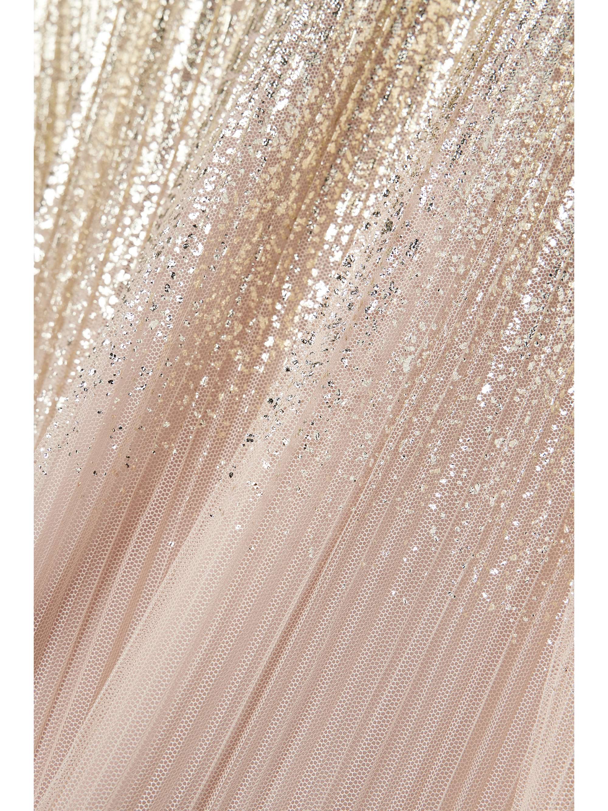 Metallic plissé-tulle gown and cape set view