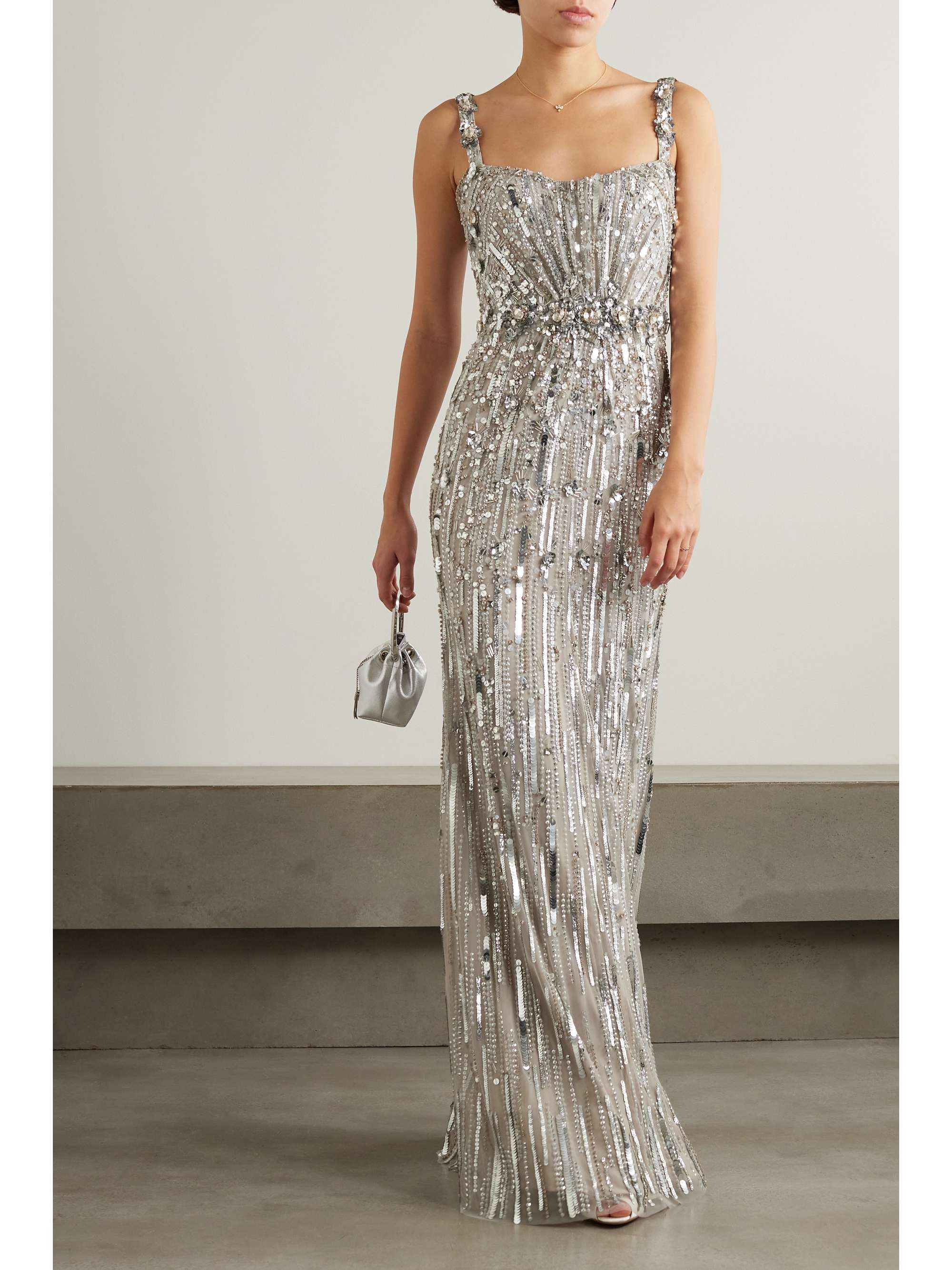 Bright Gem embellished sequined tulle gown view