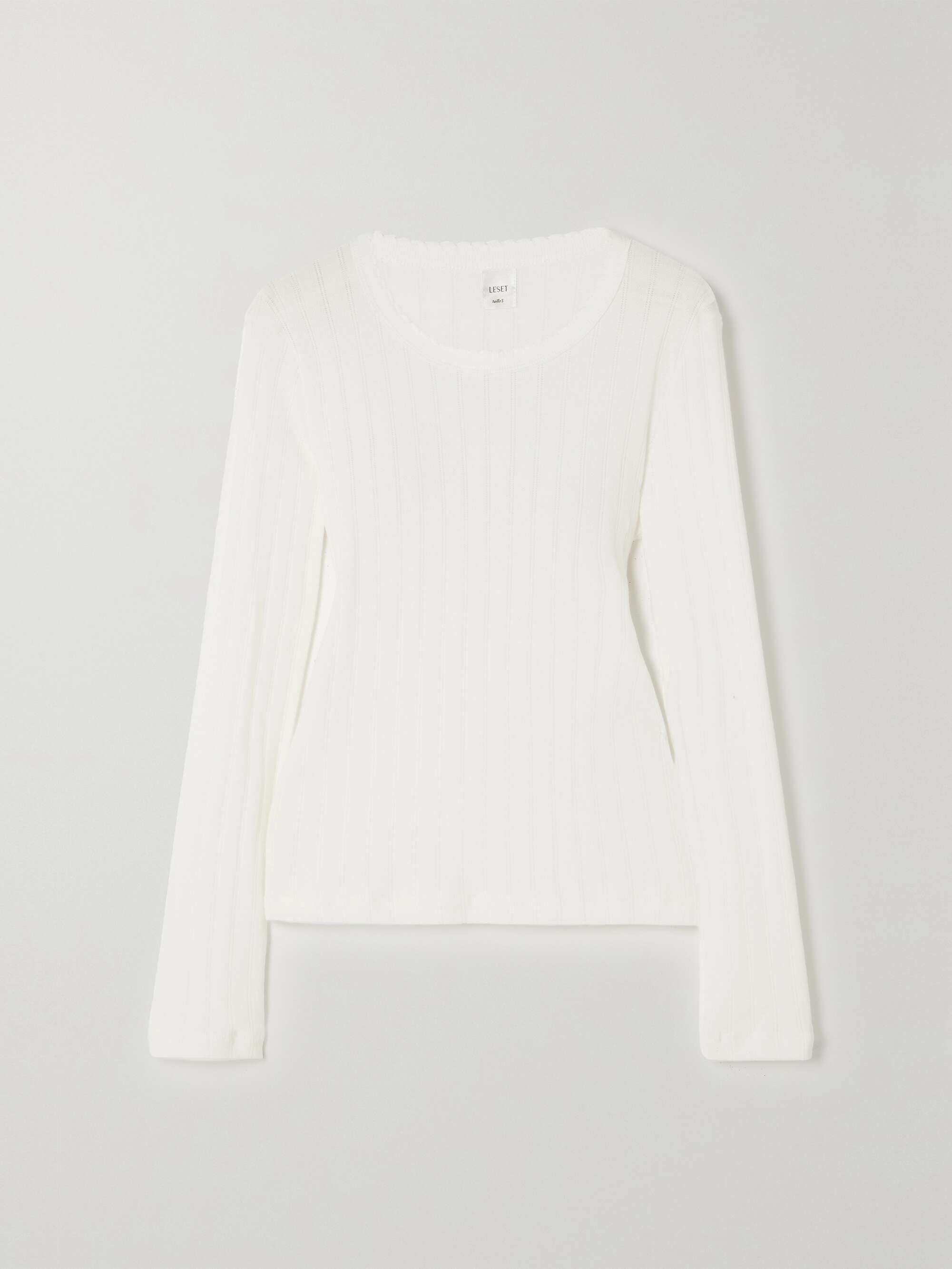 Pointelle-knit cotton-jersey top view