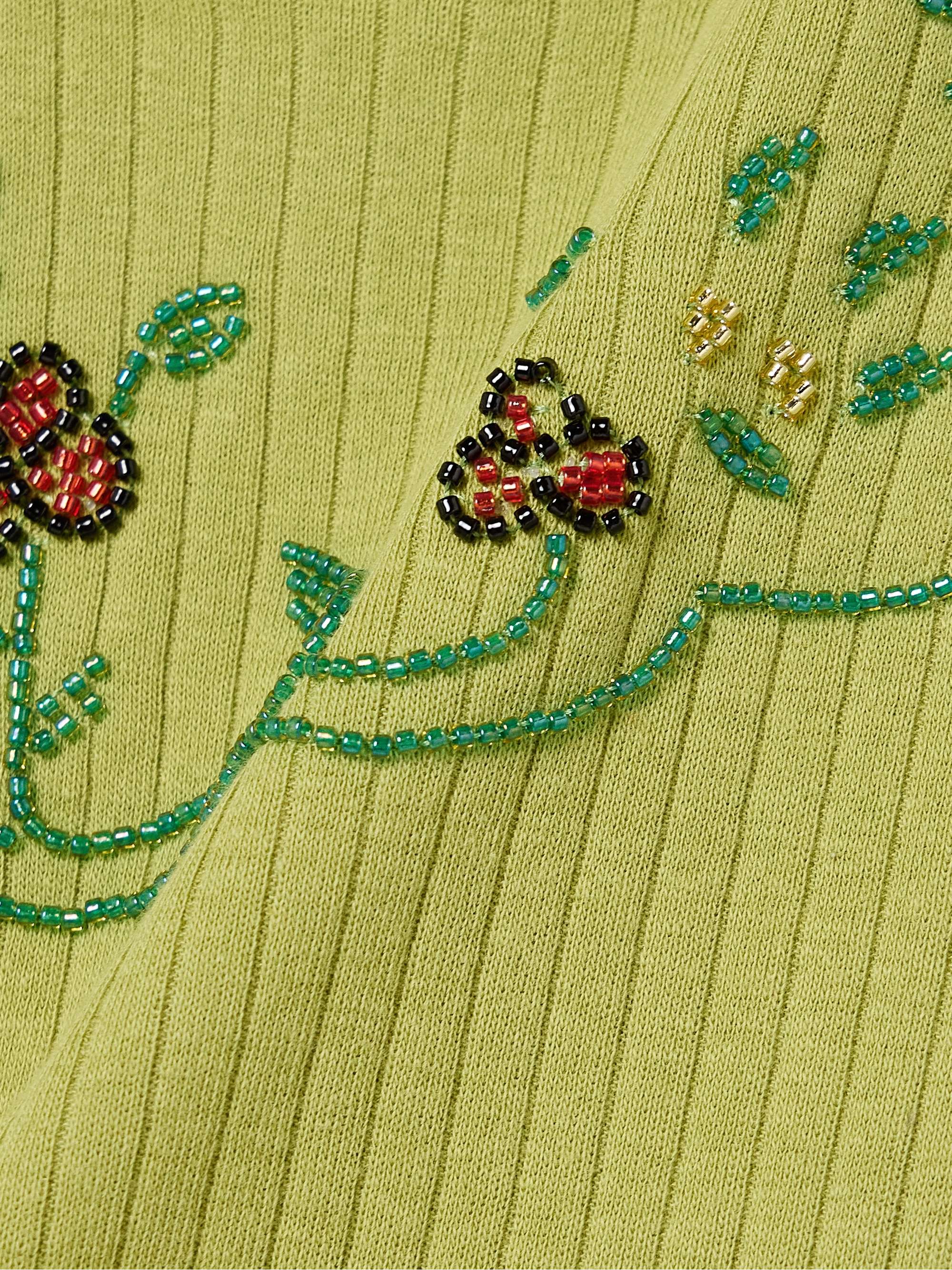 Dahlia bead-embellished ribbed cotton-jersey tank view