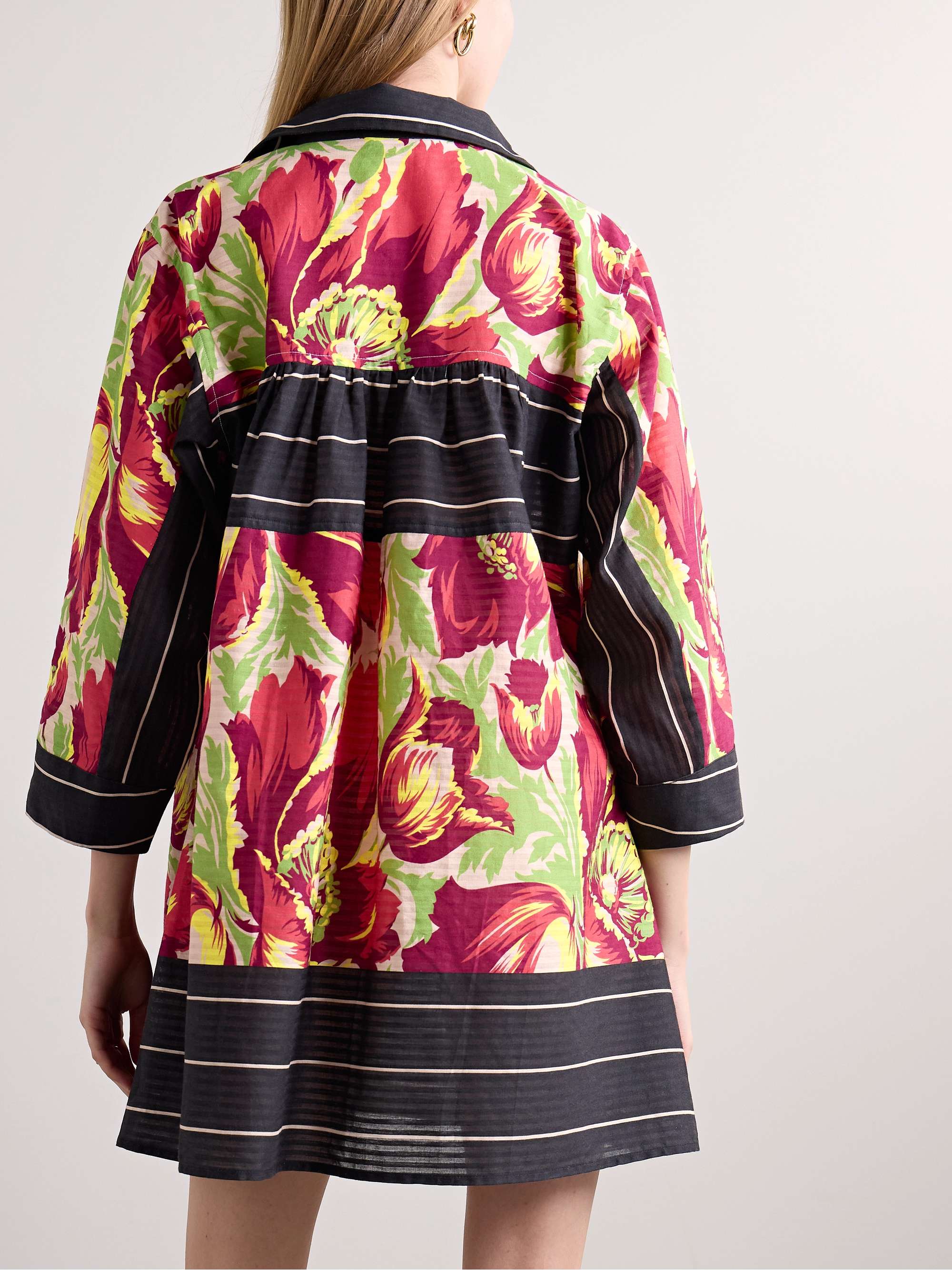 Printed cotton-jacquard mini shirt dress view