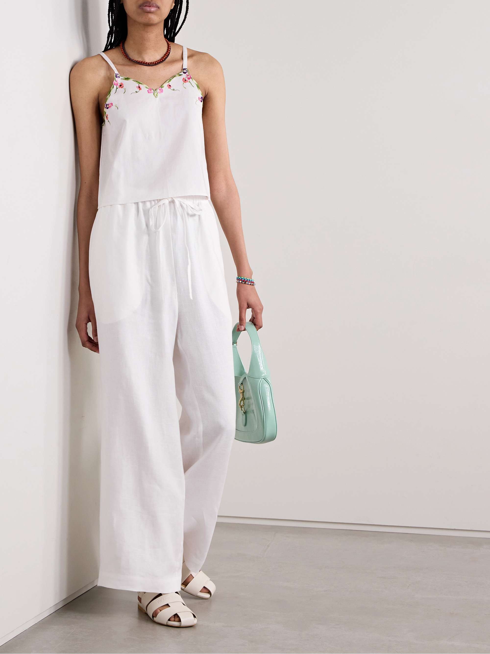 Garden embroidered cotton tank view