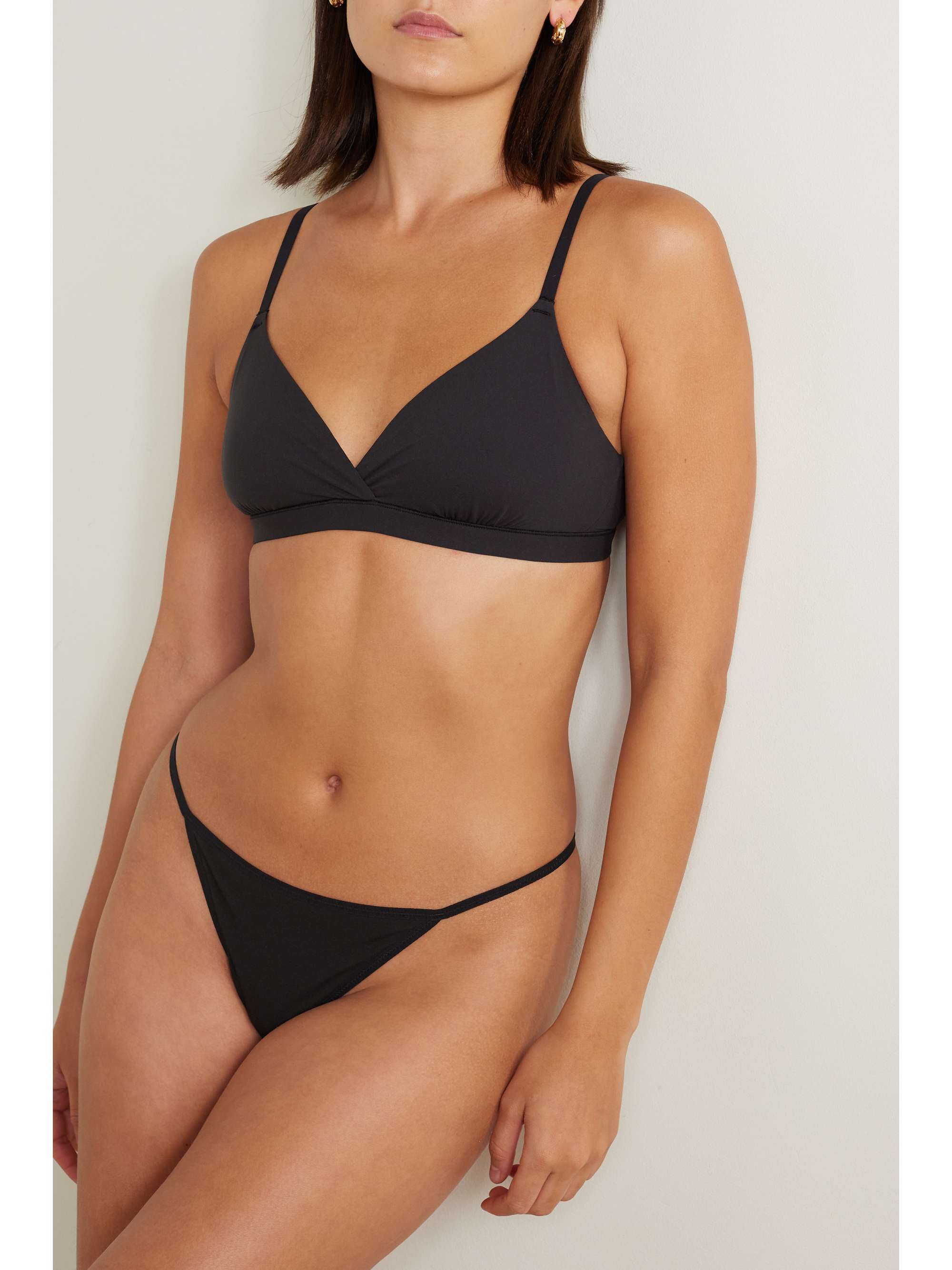 + NET SUSTAIN Gisella set of three stretch organic Pima cotton-jersey thongs view