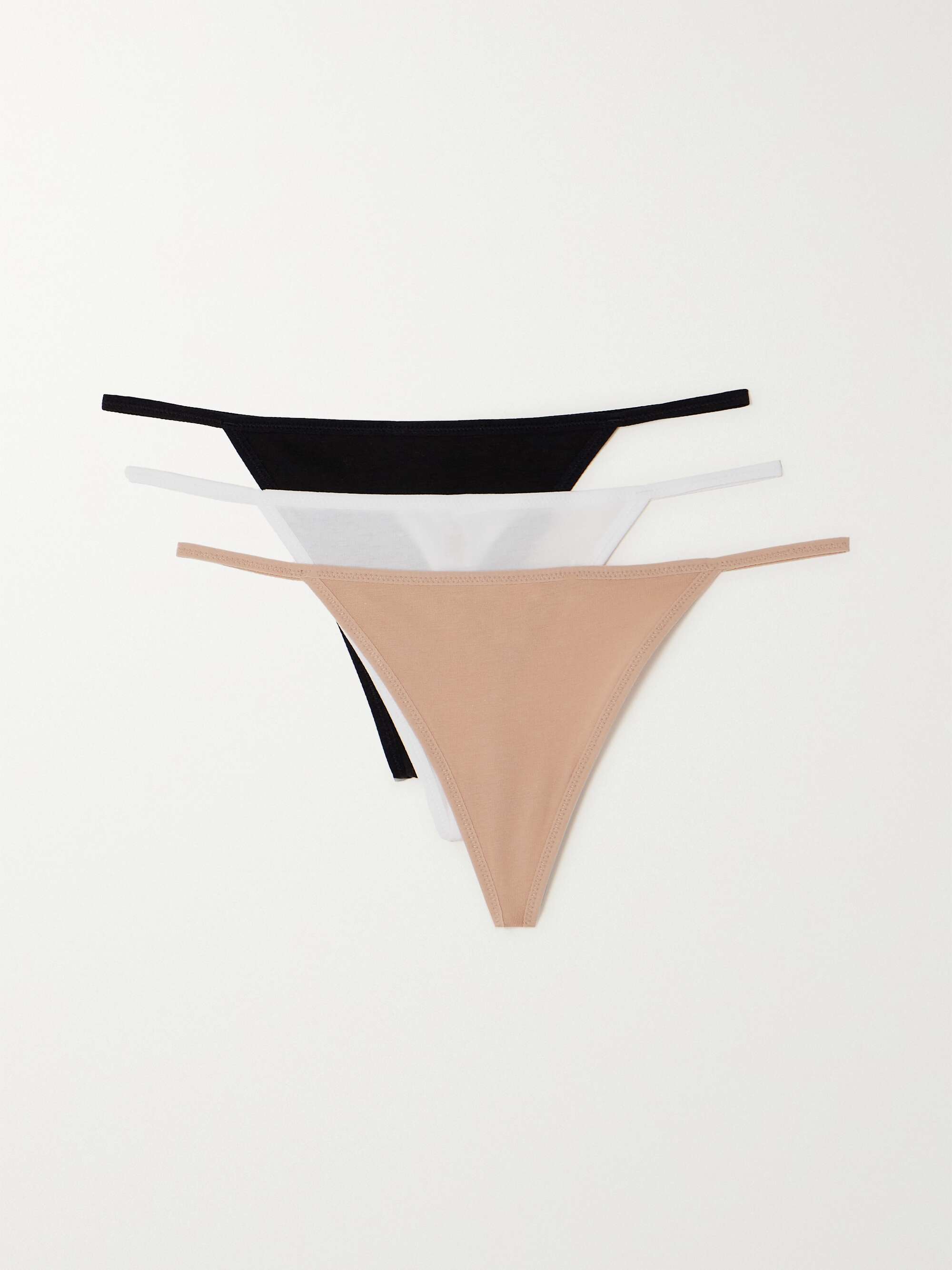 + NET SUSTAIN Gisella set of three stretch organic Pima cotton-jersey thongs view
