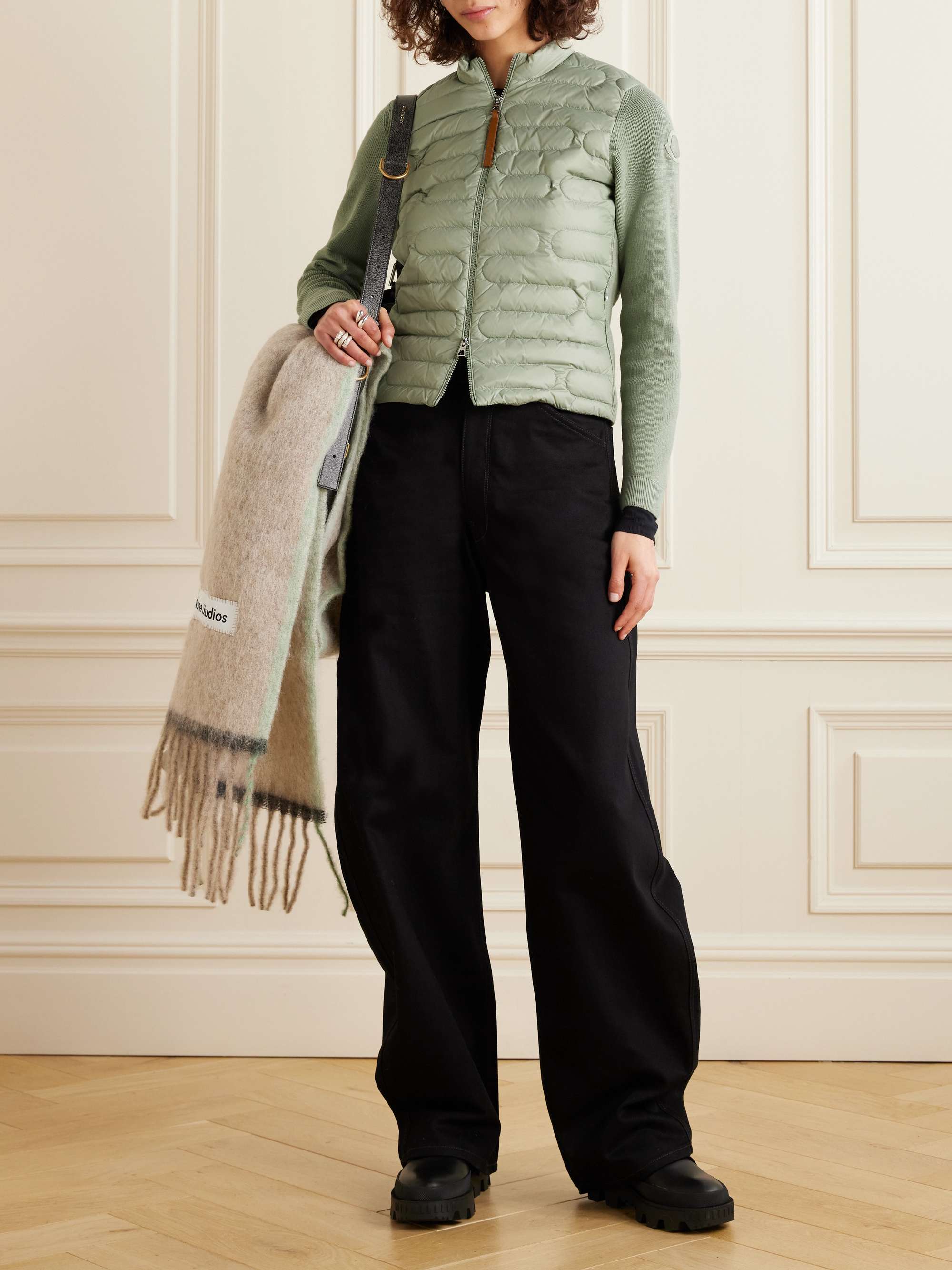 Quilted shell and ribbed cotton down jacket view