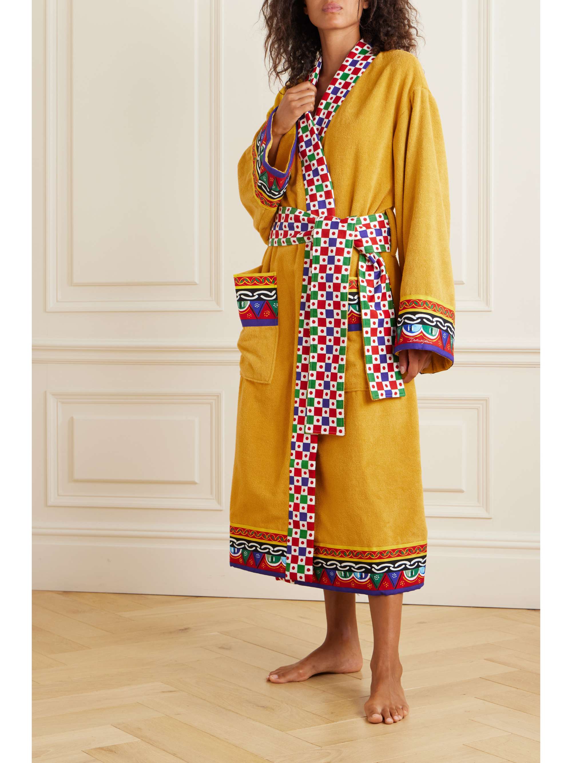Printed cotton-terry robe view
