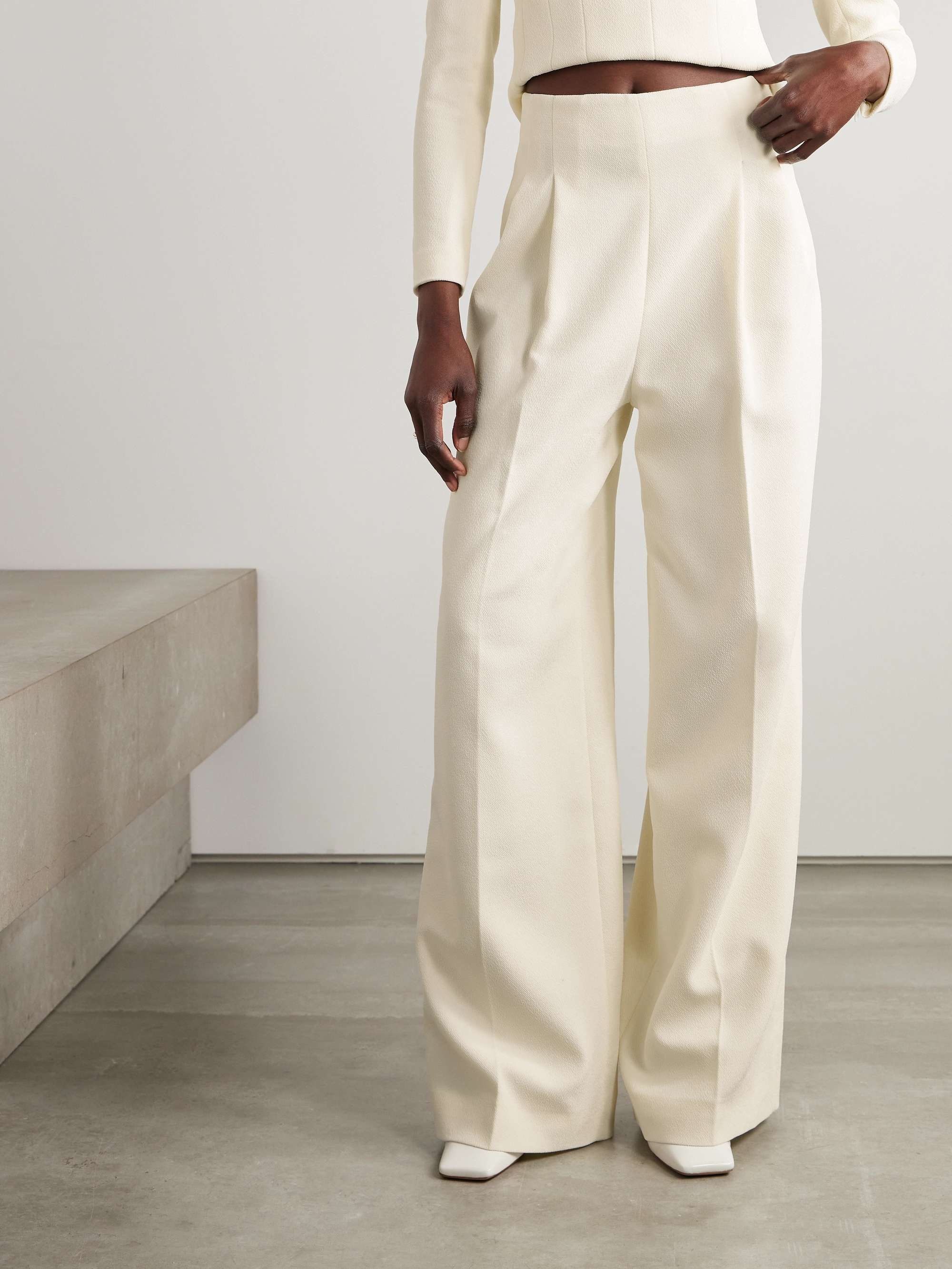 Clarine pleated crepe wide-leg pants view