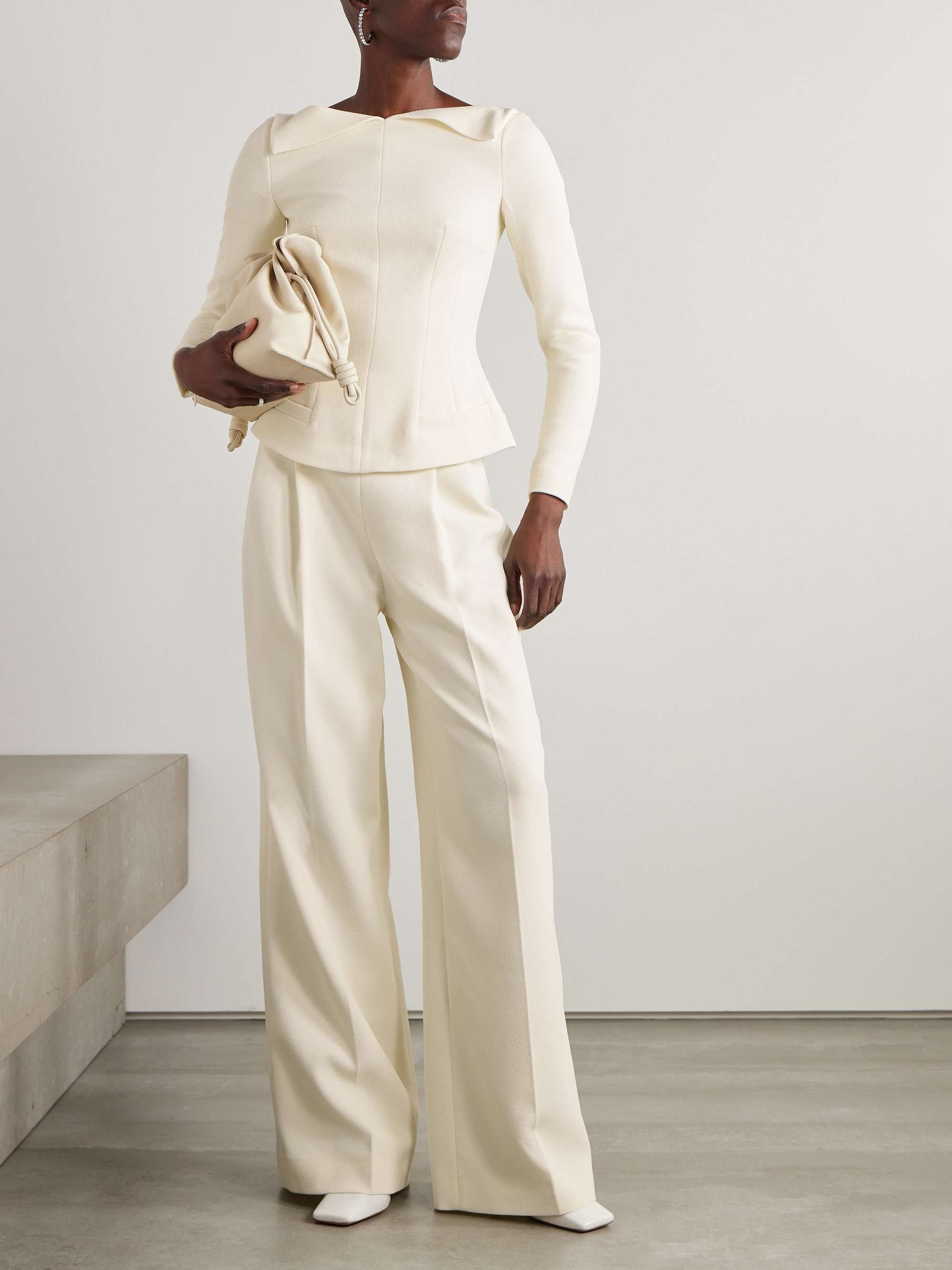 Clarine pleated crepe wide-leg pants view