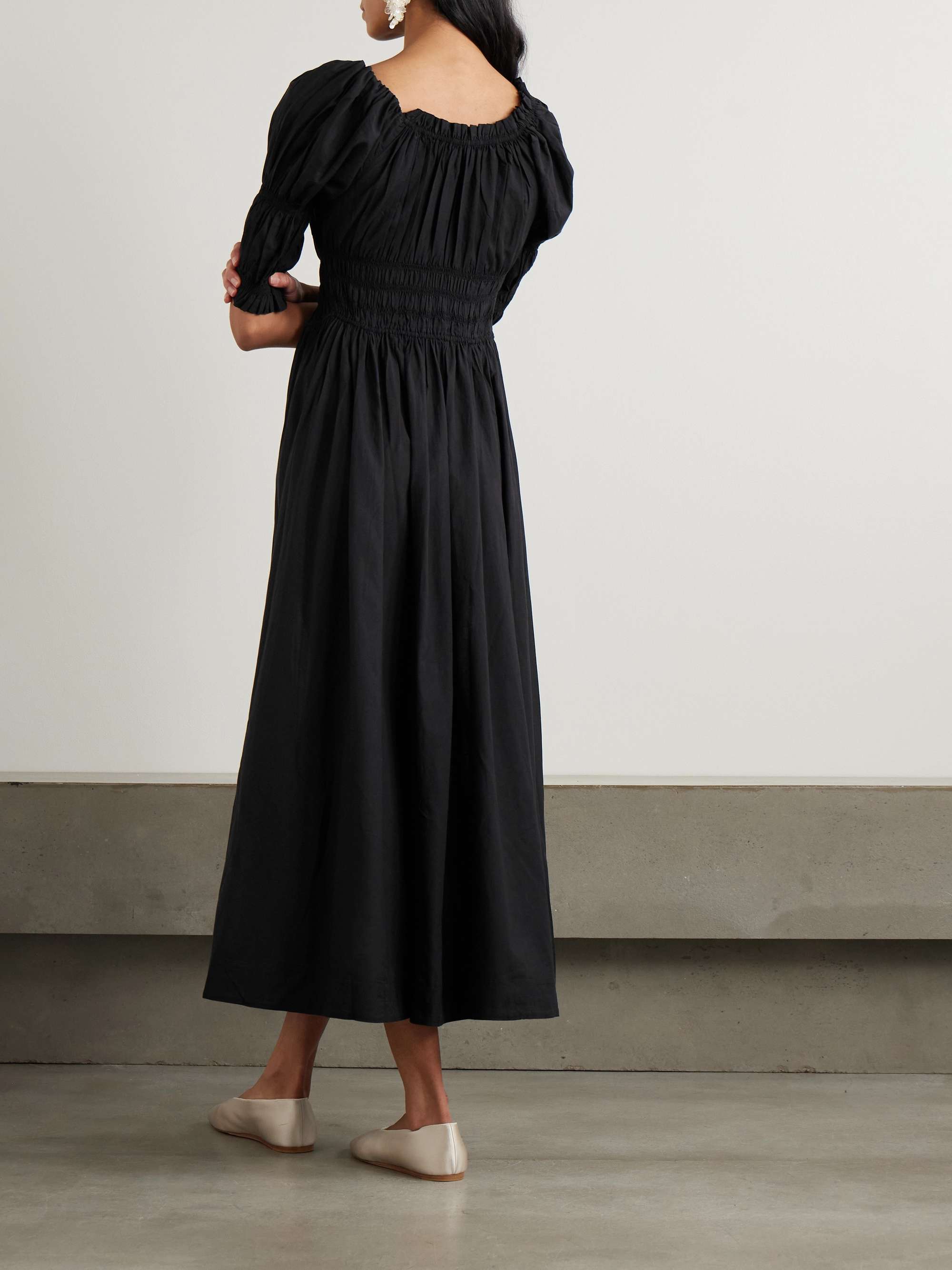 Ischia shirred organic cotton-voile midi dress view