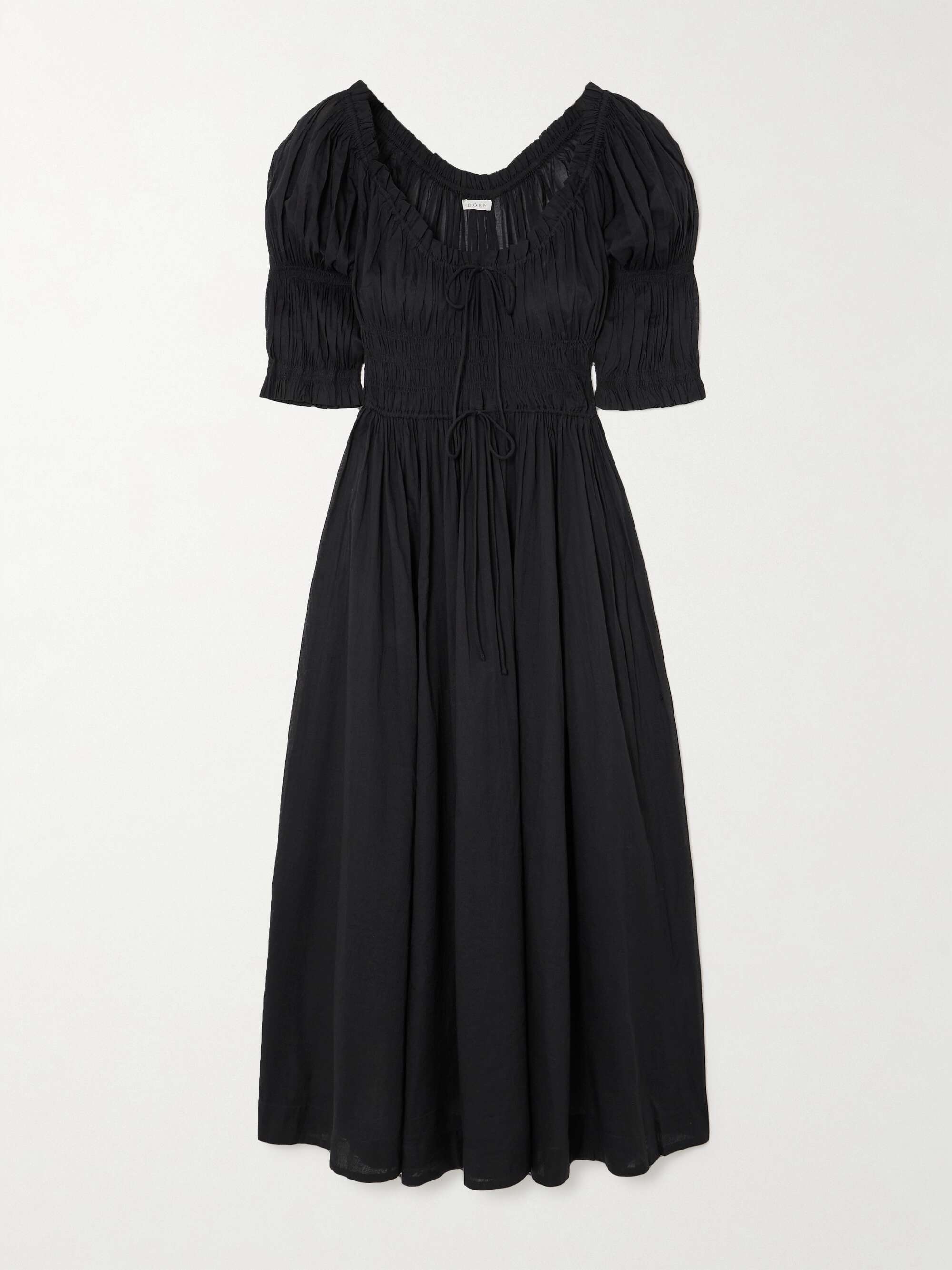 Ischia shirred organic cotton-voile midi dress view