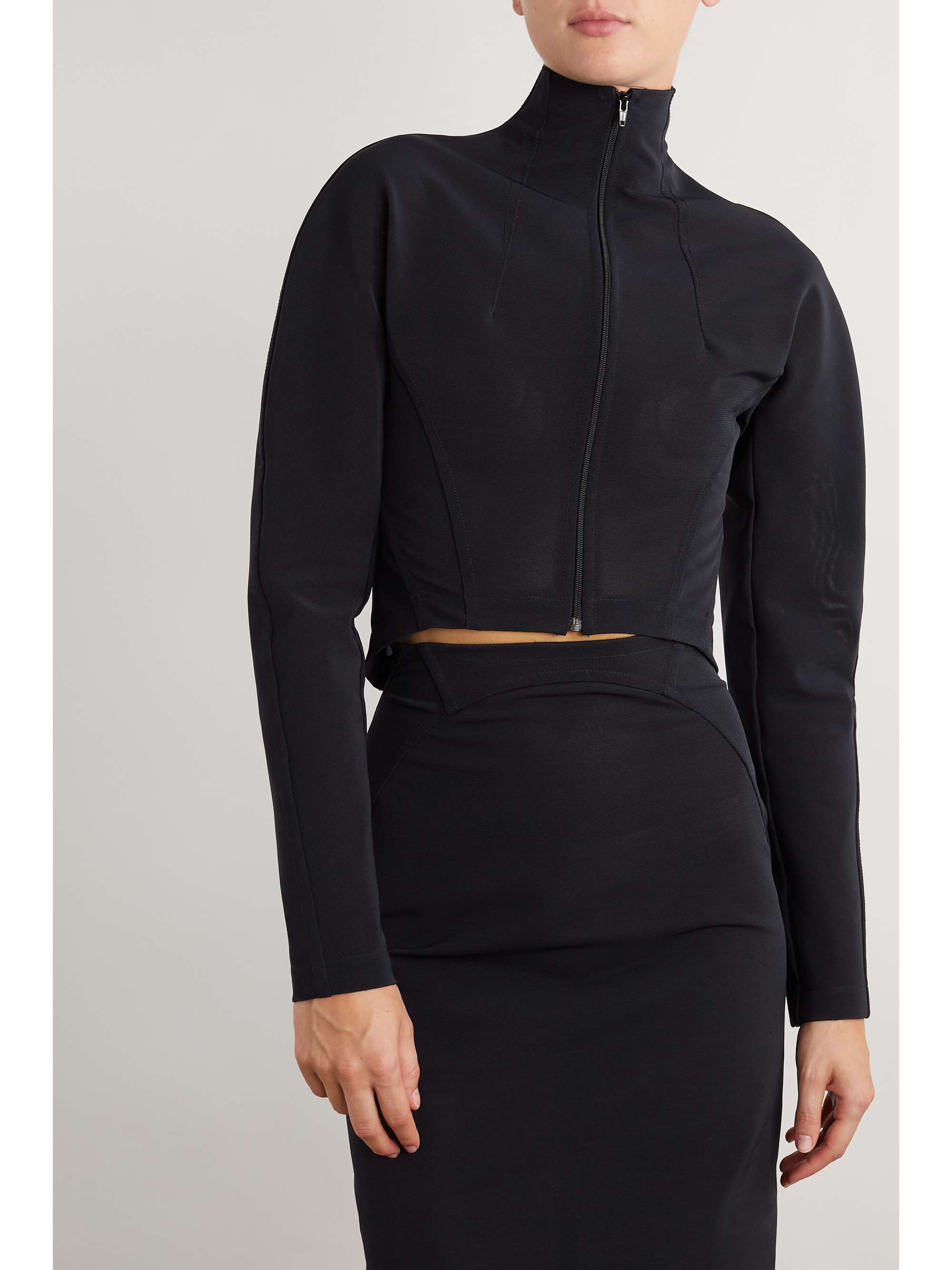 Stretch-tulle turtleneck jacket view