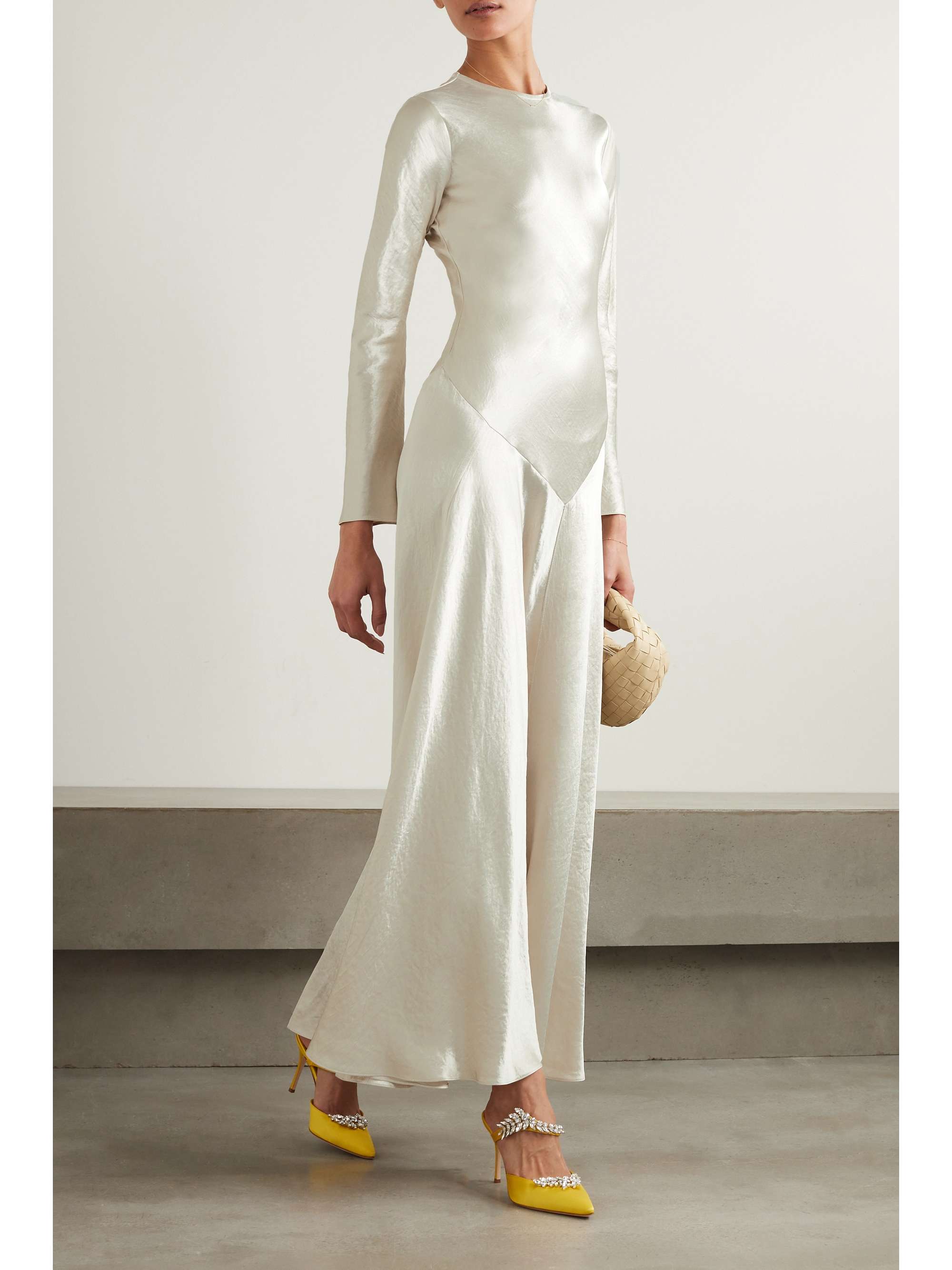 Yara paneled hammered-satin gown view