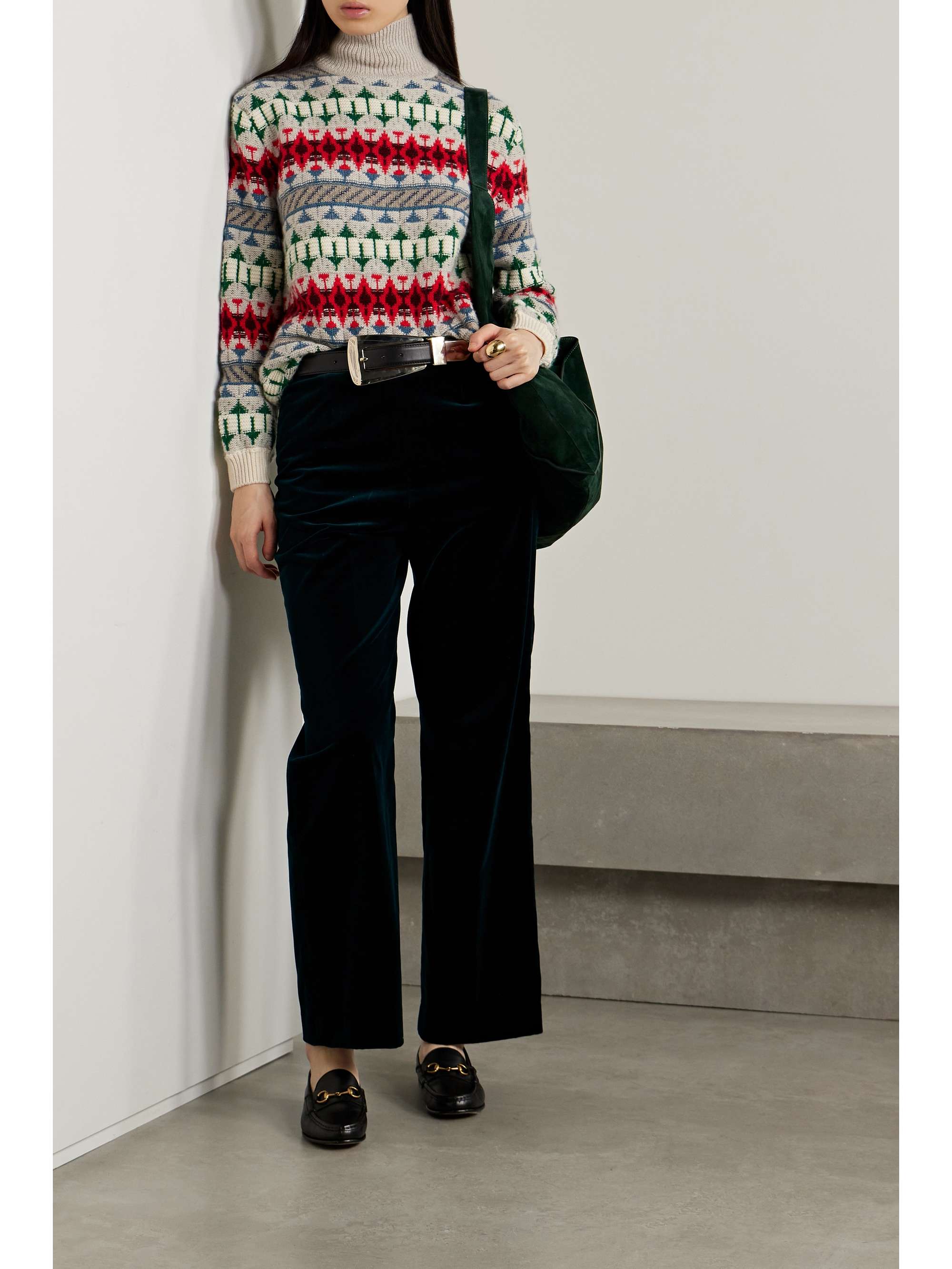 Holiday Noel cashmere-jacquard turtleneck sweater view