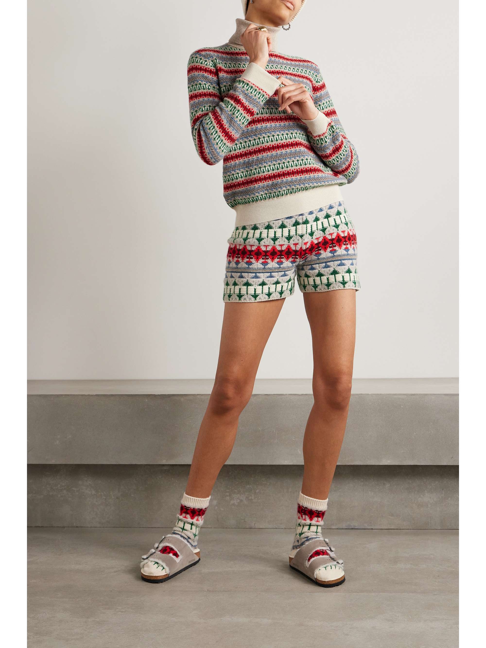 Holiday Noel jacquard-knit cashmere shorts view